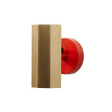 Brim Sconce: Faceted + Without Switch + Satin Brass + Vermilion