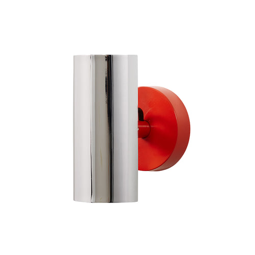 Brim Sconce: Round + Without Switch + Polished Chrome + Vermilion