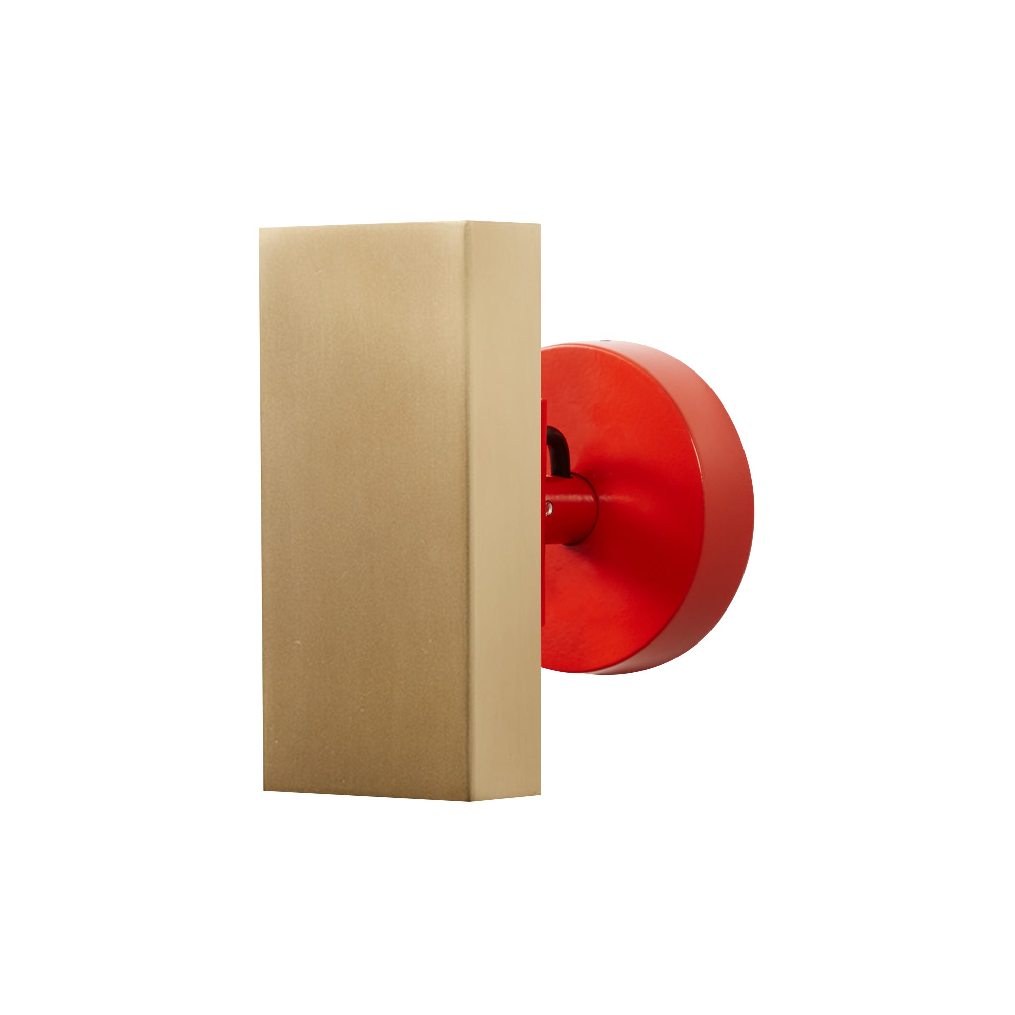 Brim Sconce: Square + Without Switch + Satin Brass + Vermilion