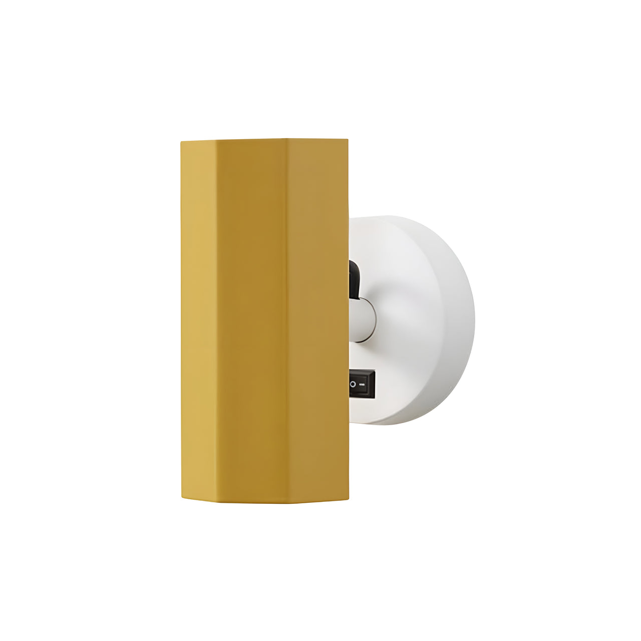 Brim Sconce: Faceted + With Switch + Ochre Yellow + Matt White