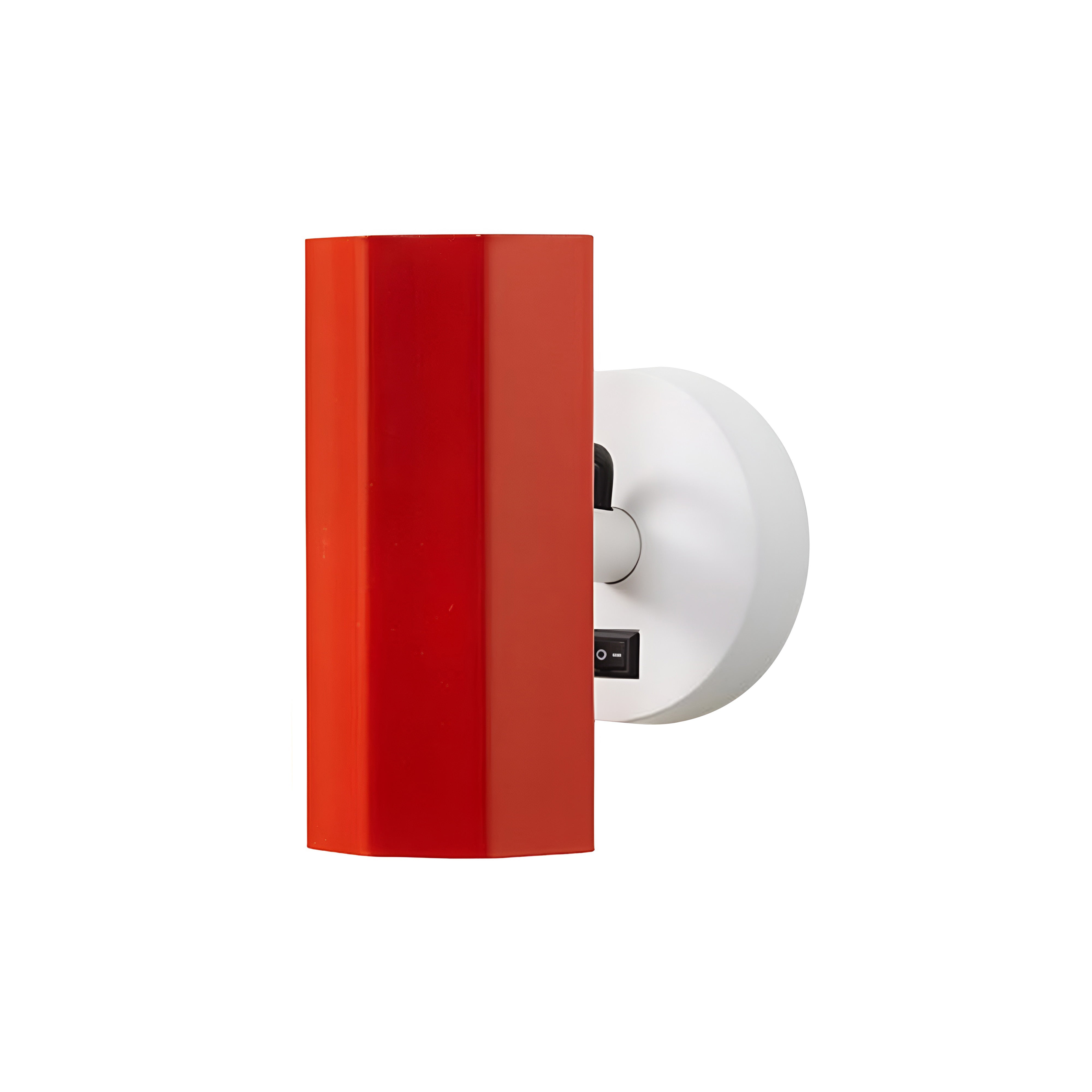 Brim Sconce: Faceted + With Switch + Vermilion + Matt White
