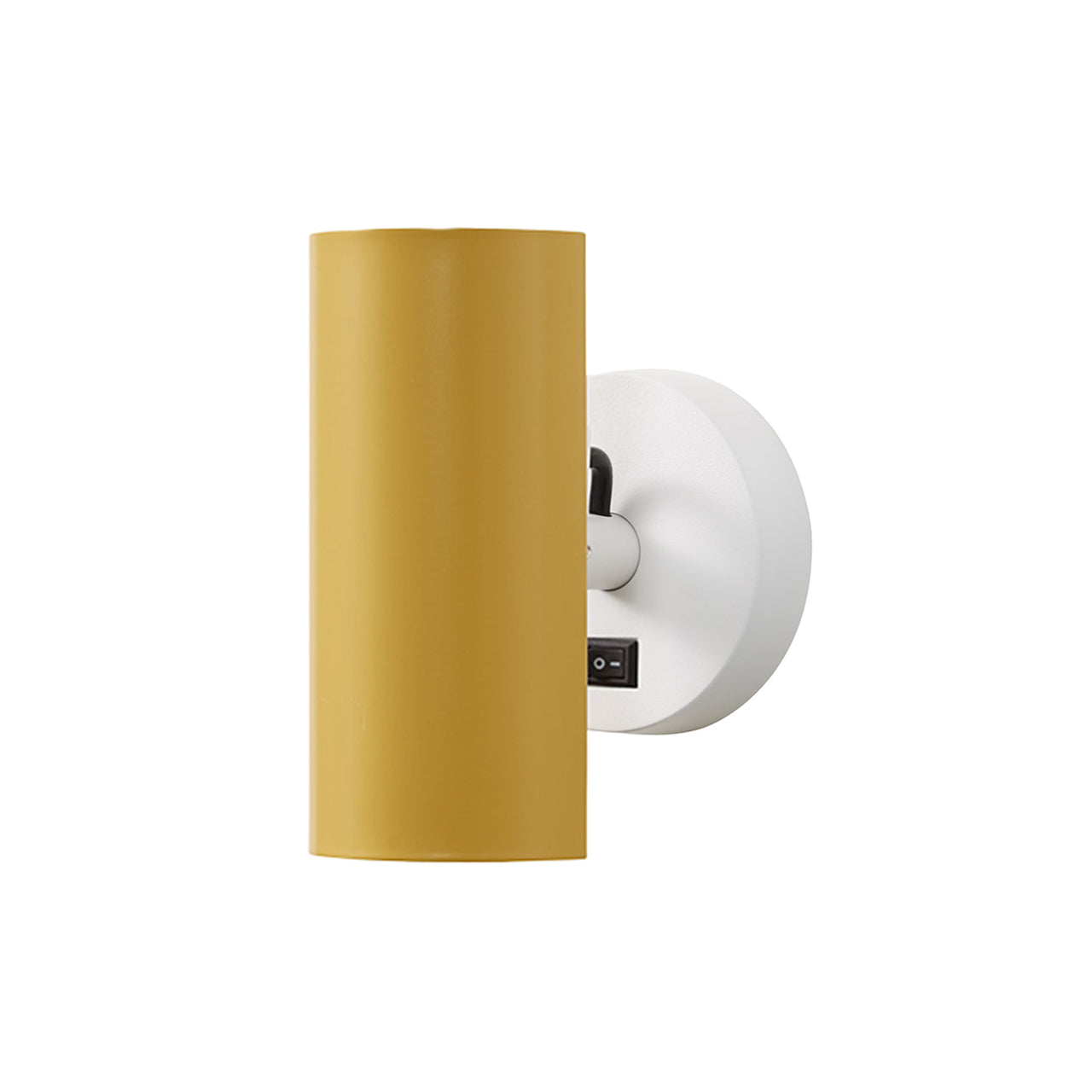 Brim Sconce: Round + With Switch + Ochre Yellow + Matt White