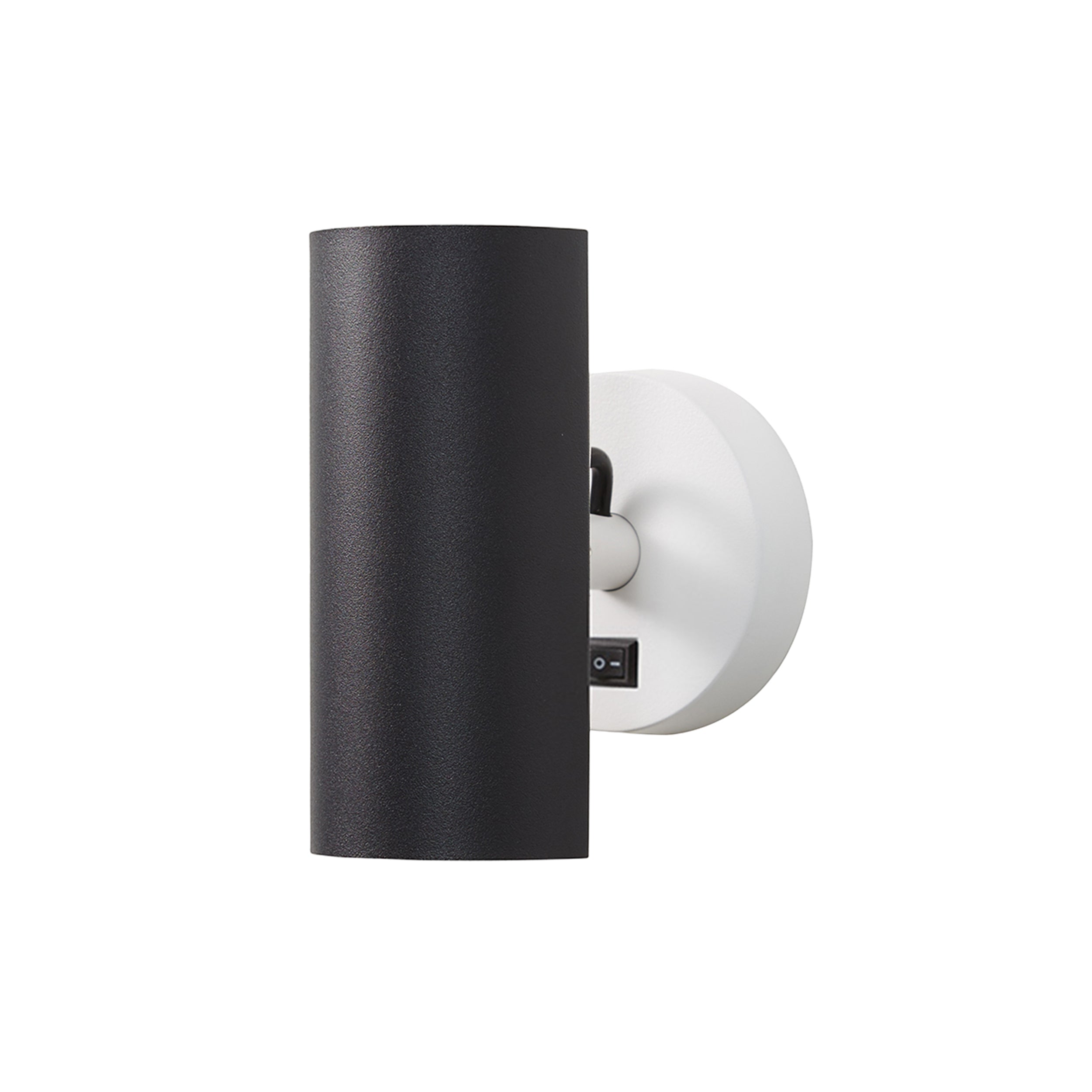 Brim Sconce: Round + With Switch + Matt Black + Matt White