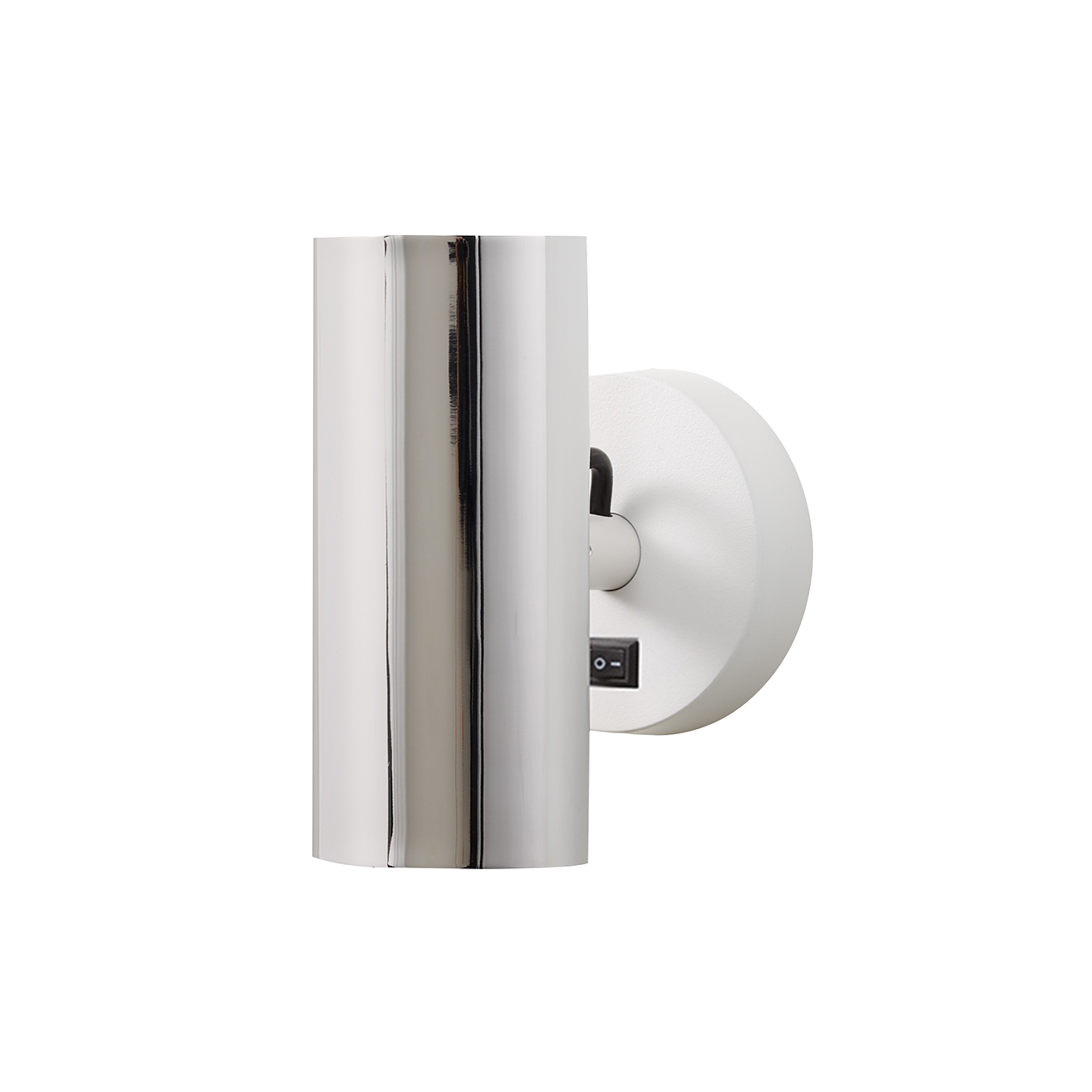 Brim Sconce: Round + With Switch + Polished Chrome + Matt White