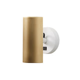 Brim Sconce: Round + With Switch + Satin Brass + Matt White