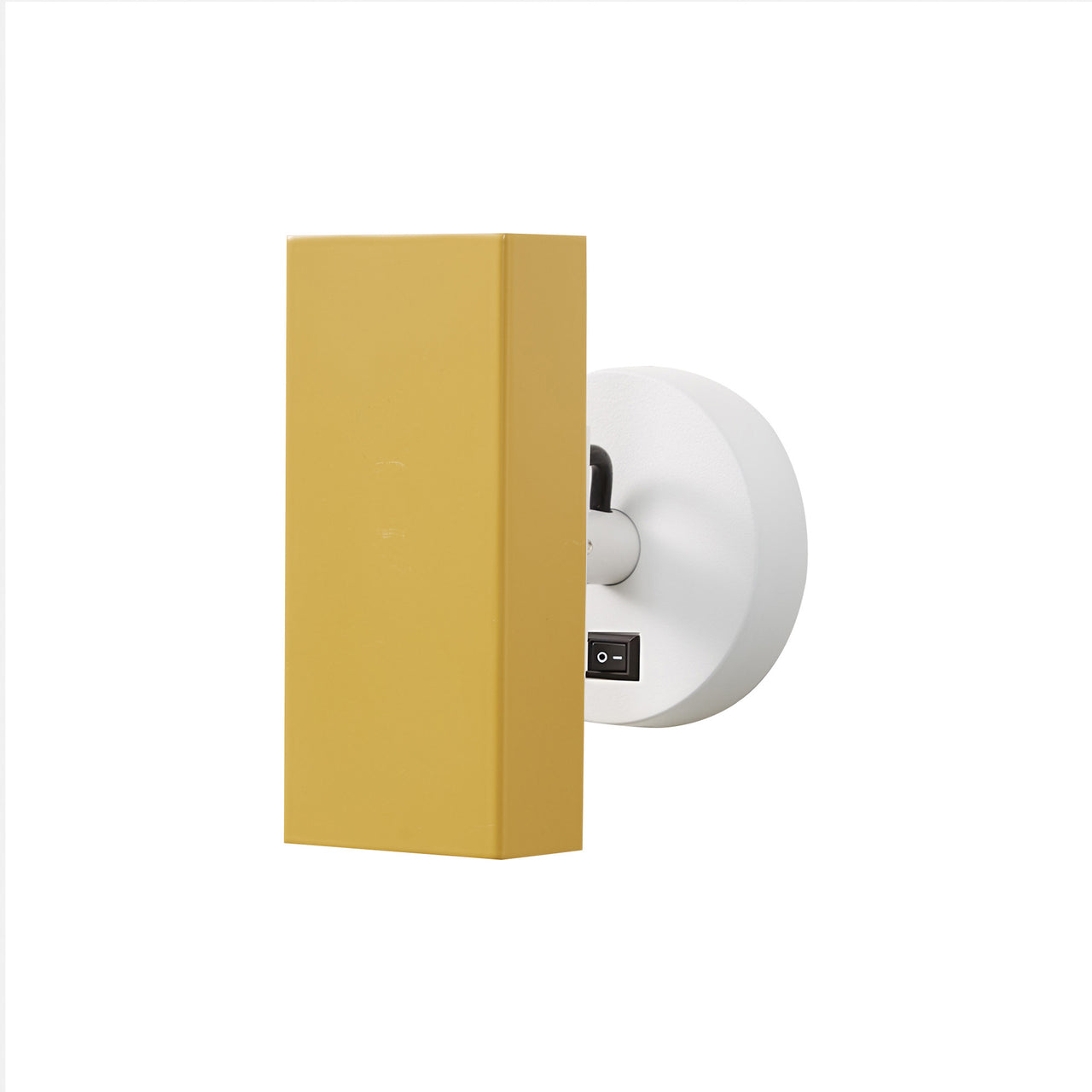 Brim Sconce: Square + With Switch + Ochre Yellow + Matt White