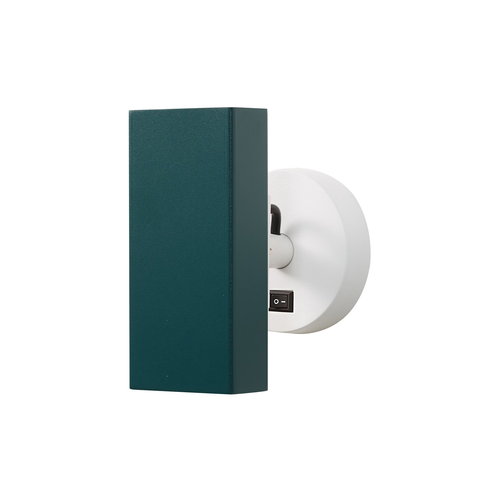 Brim Sconce: Square + With Switch + Emerald + Matt White