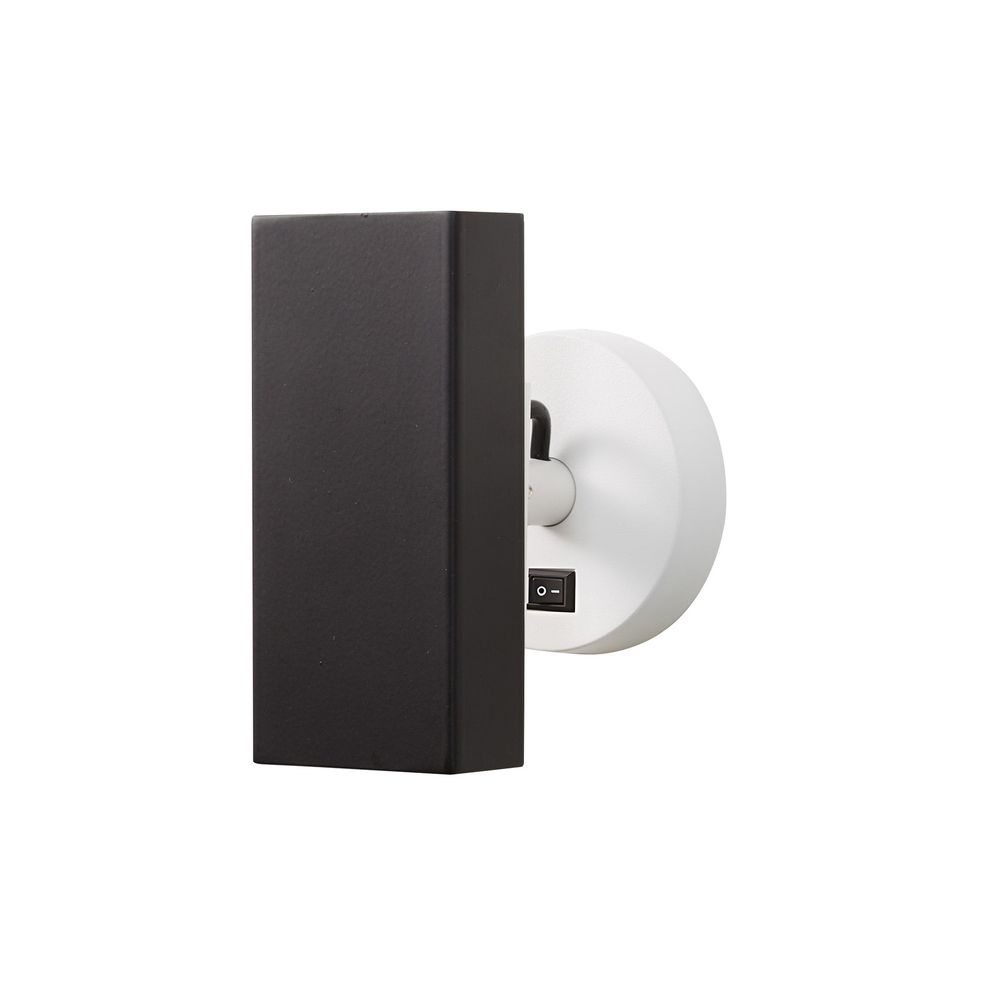 Brim Sconce: Square + With Switch + Matt Black + Matt White