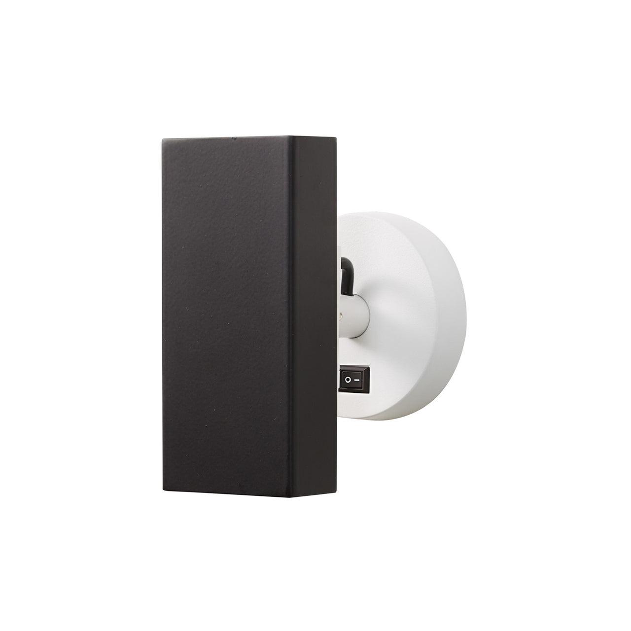 Brim Sconce: Square + With Switch + Matt Black + Matt White