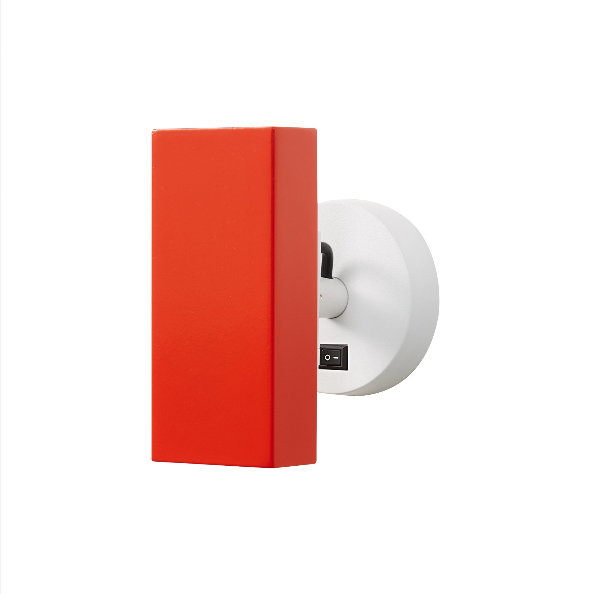 Brim Sconce: Square + With Switch + Vermilion + Matt White