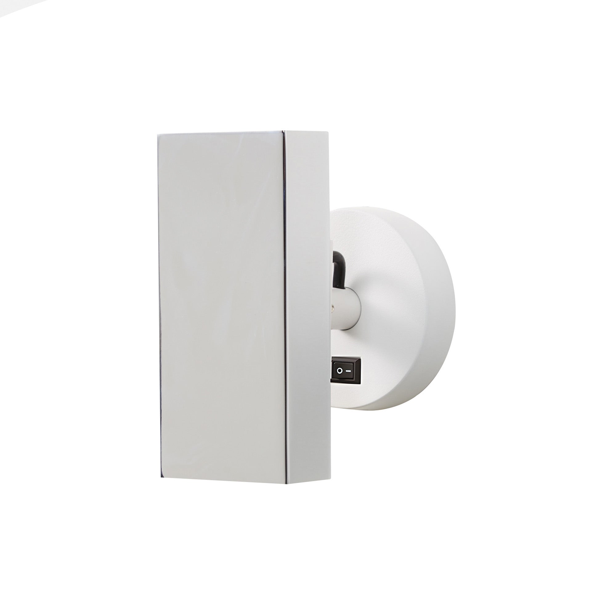Brim Sconce: Square + With Switch + Polished Chrome + Matt White