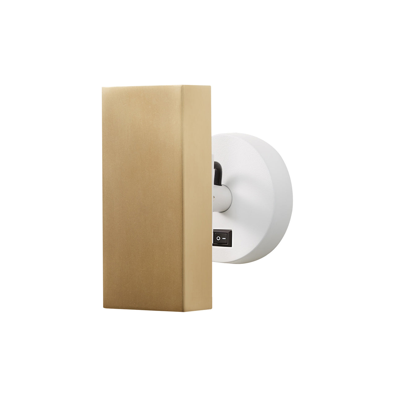 Brim Sconce: Square + With Switch + Satin Brass + Matt White