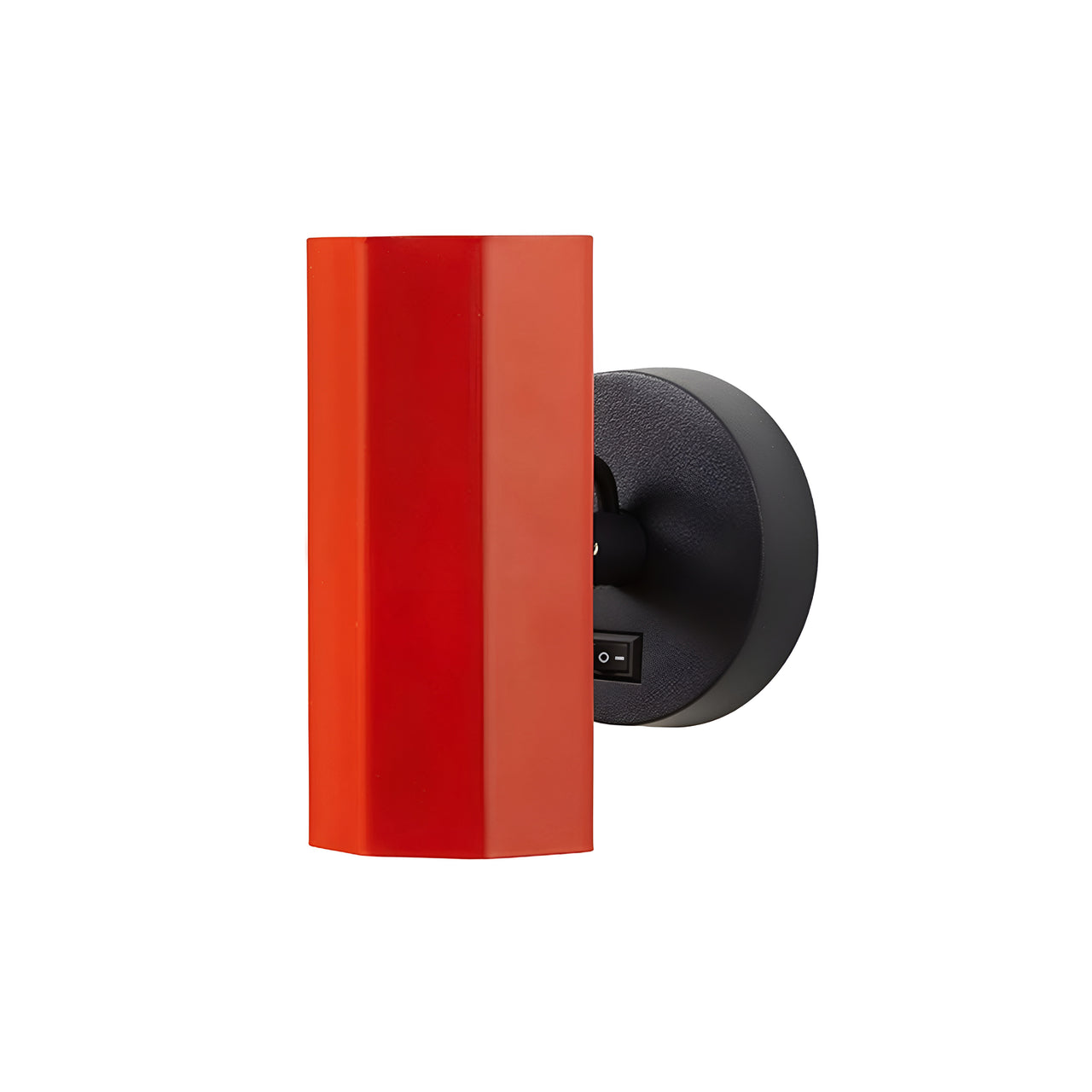 Brim Sconce: Faceted + With Switch + Vermilion + Matt Black