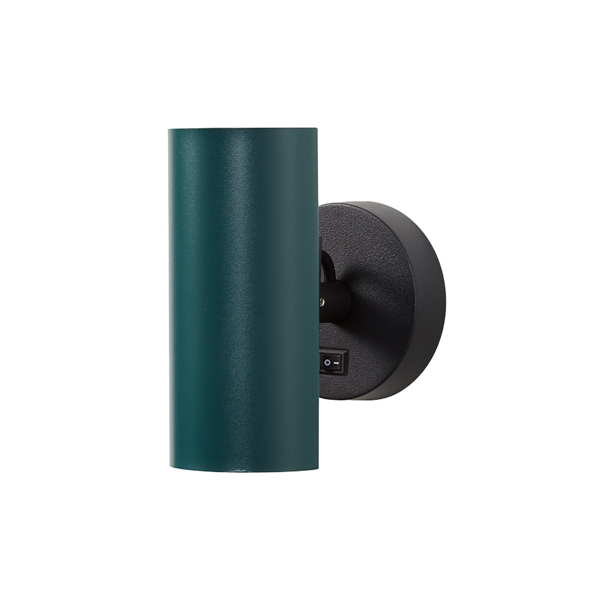 Brim Sconce: Round + With Switch + Emerald + Matt Black