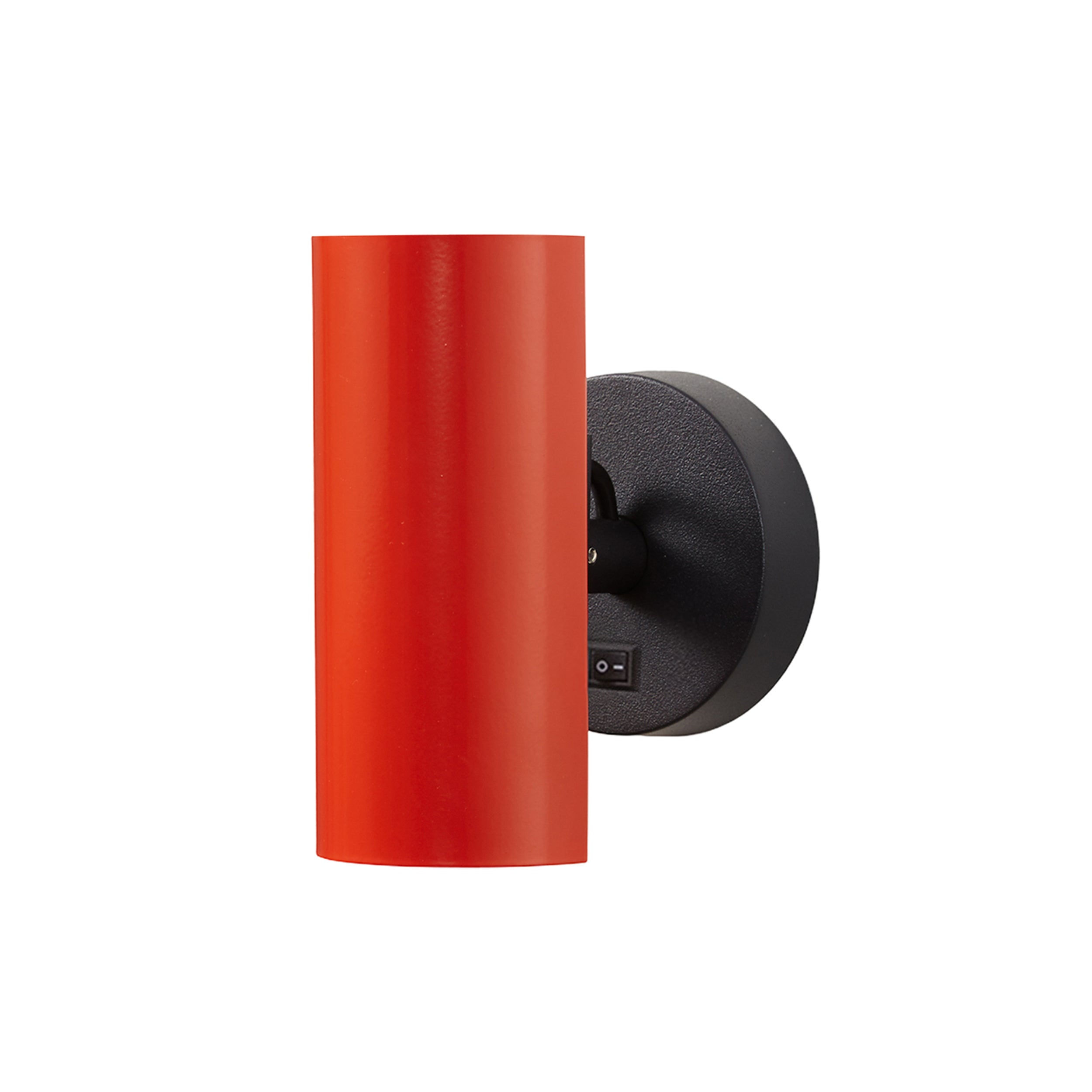 Brim Sconce: Round + With Switch + Vermilion + Matt Black