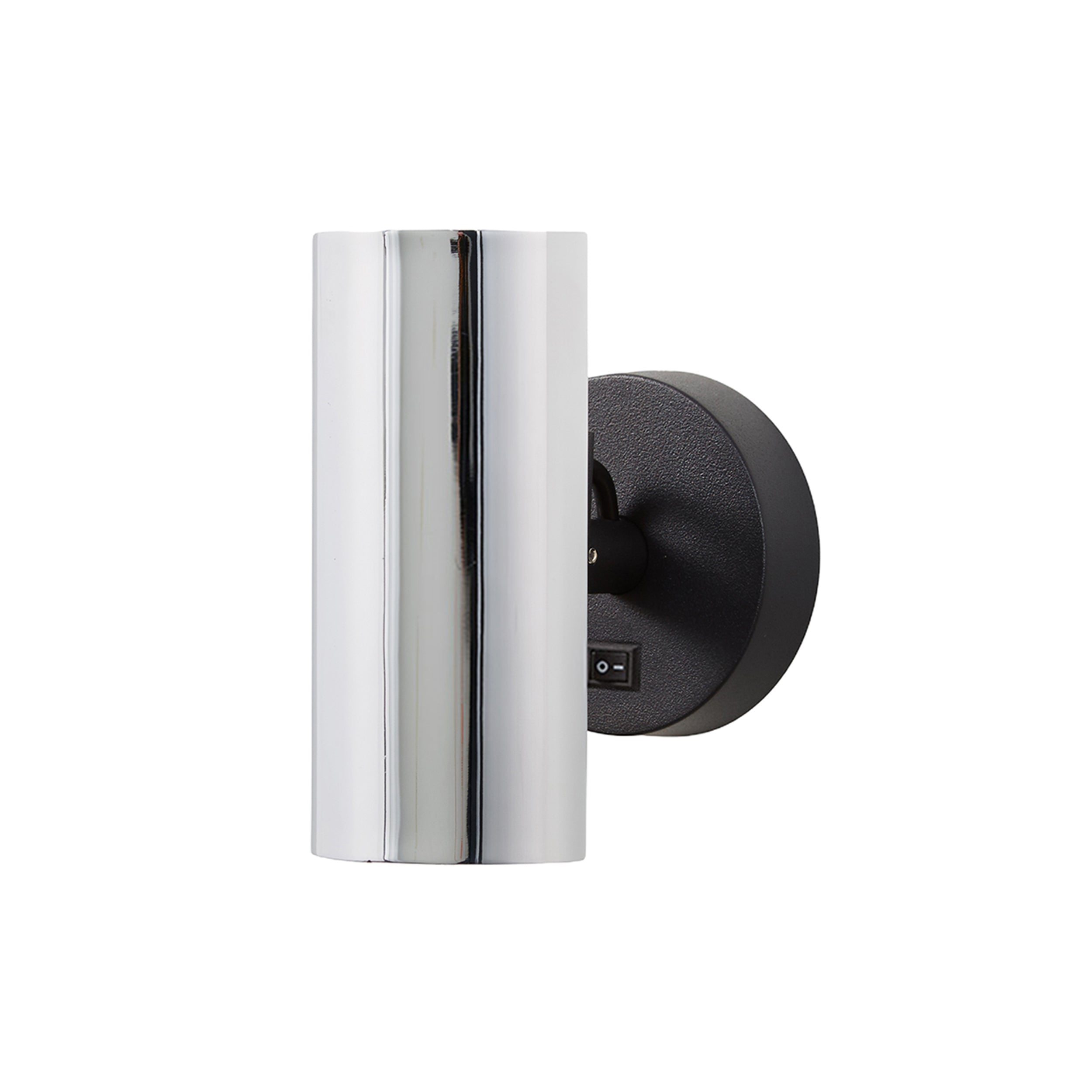 Brim Sconce: Round + With Switch + Polished Chrome + Matt Black