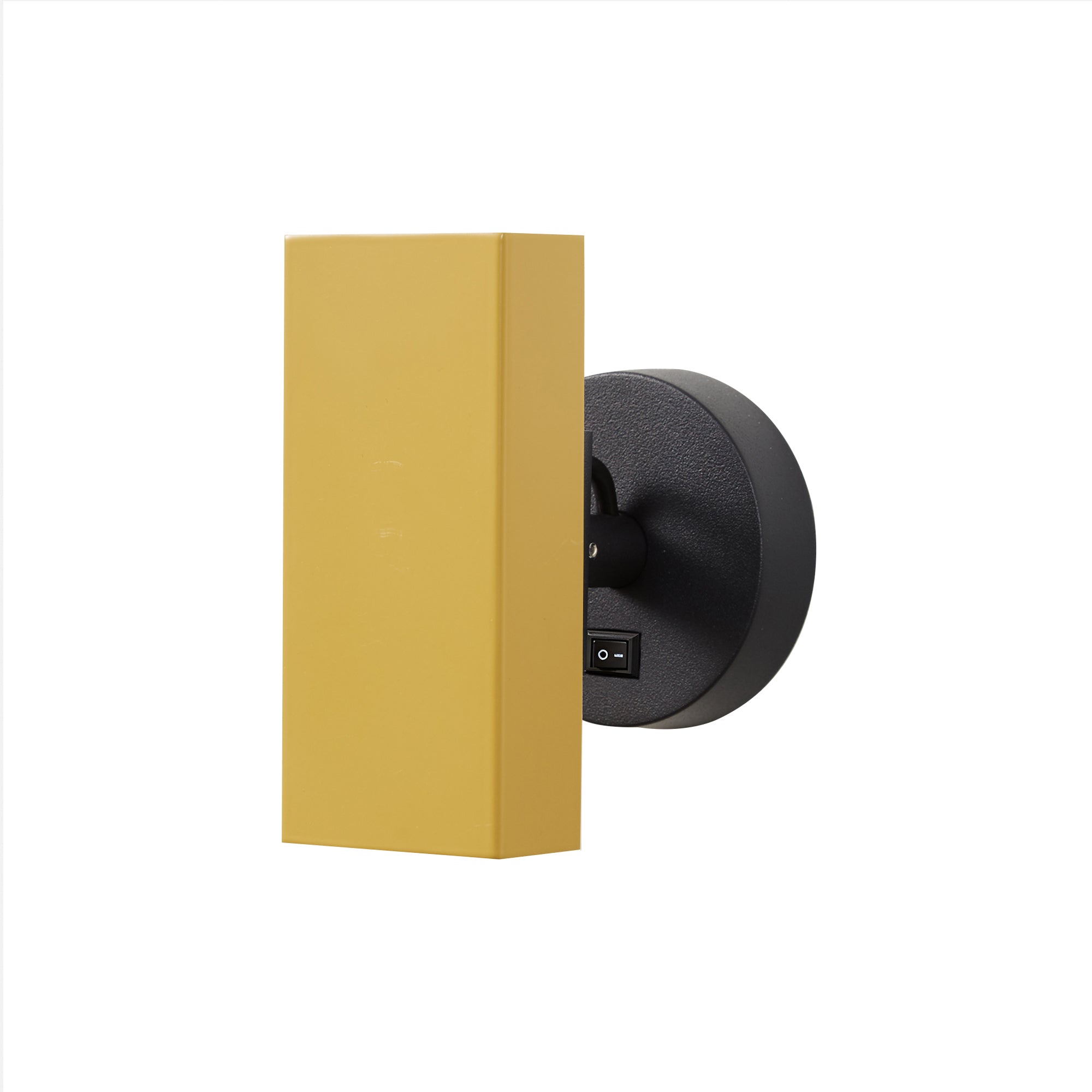 Brim Sconce: Square + With Switch + Ochre Yellow + Matt Black
