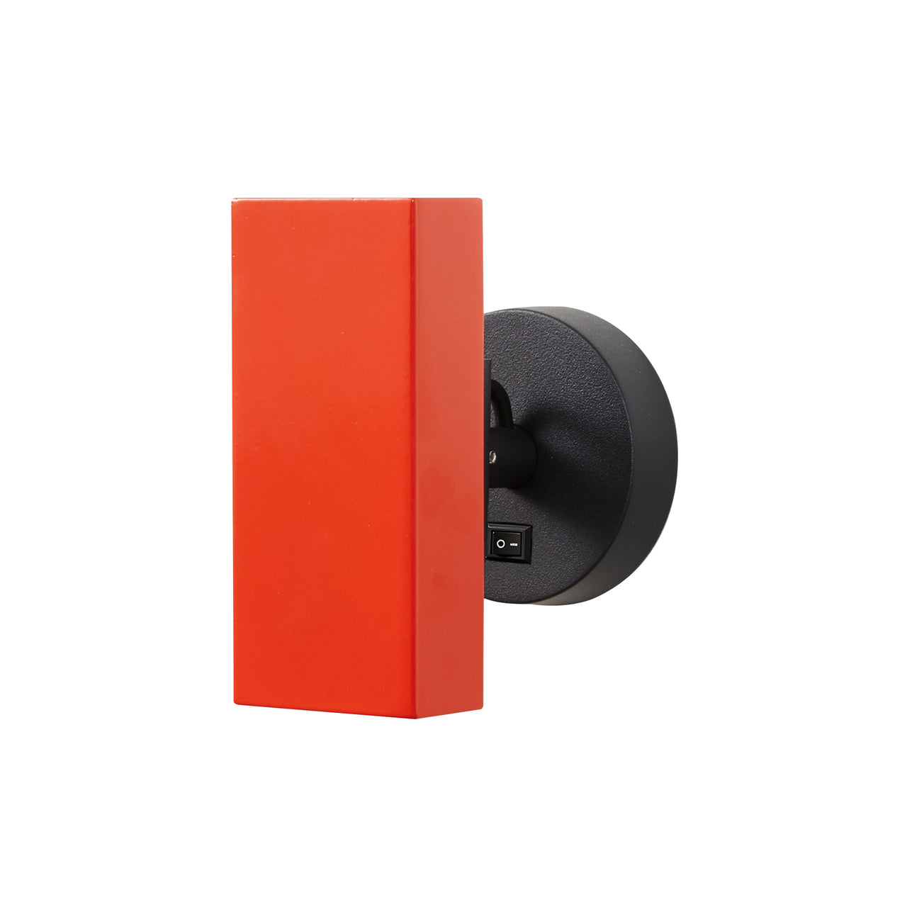 Brim Sconce: Square + With Switch + Vermilion + Matt Black