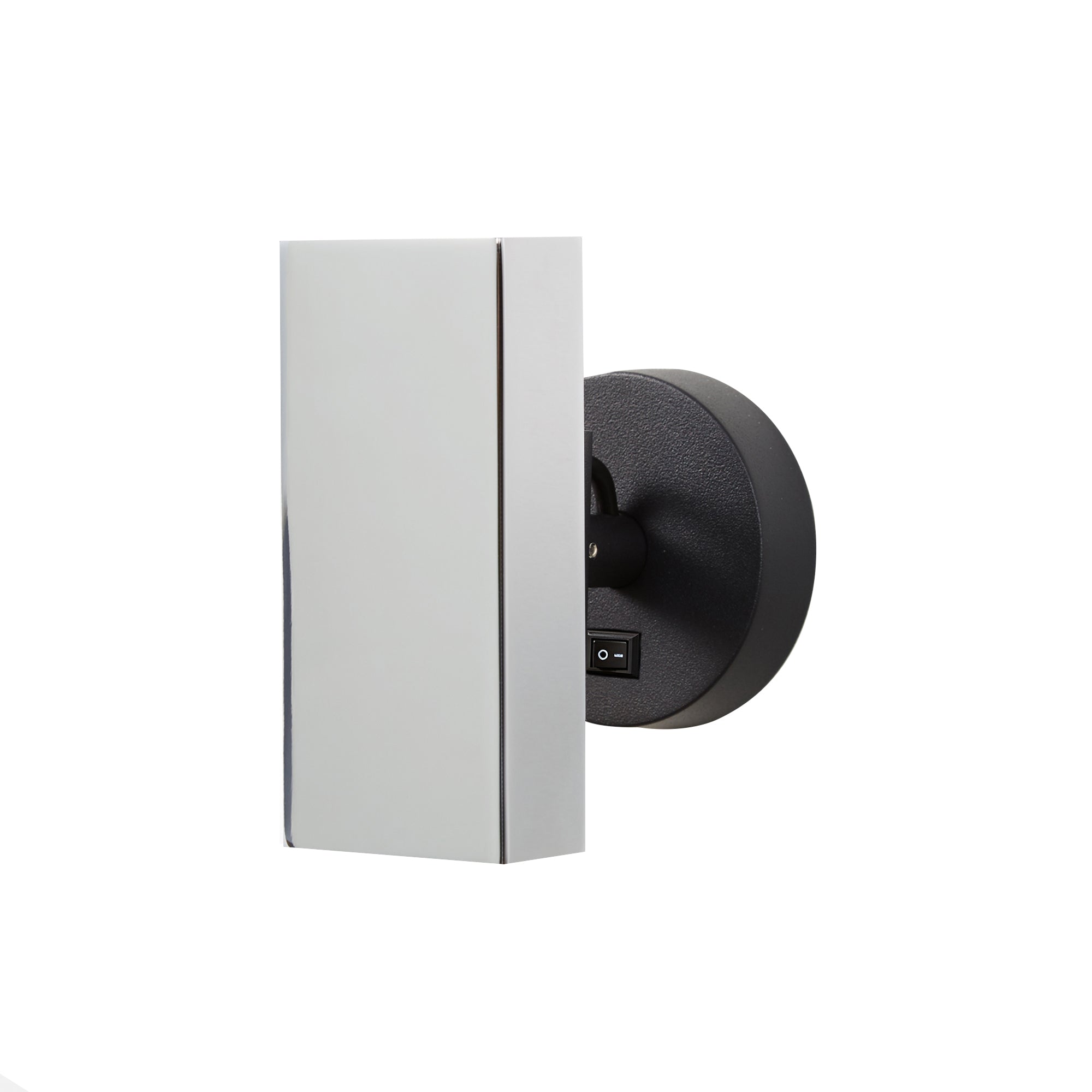 Brim Sconce: Square + With Switch + Polished Chrome + Matt Black