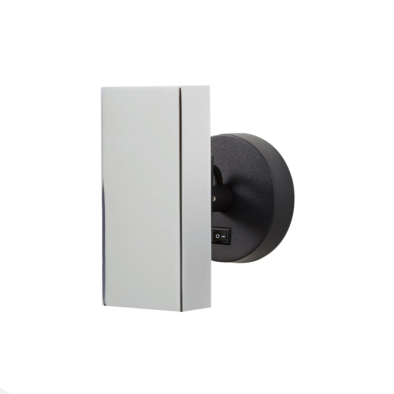 Brim Sconce: Square + With Switch + Polished Chrome + Matt Black
