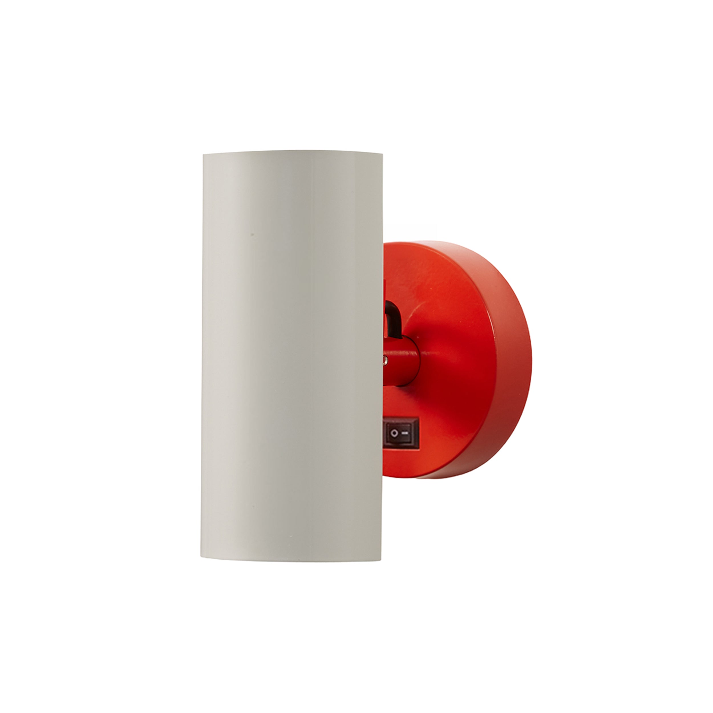 Brim Sconce: Round + With Switch + Silk Grey + Vermilion