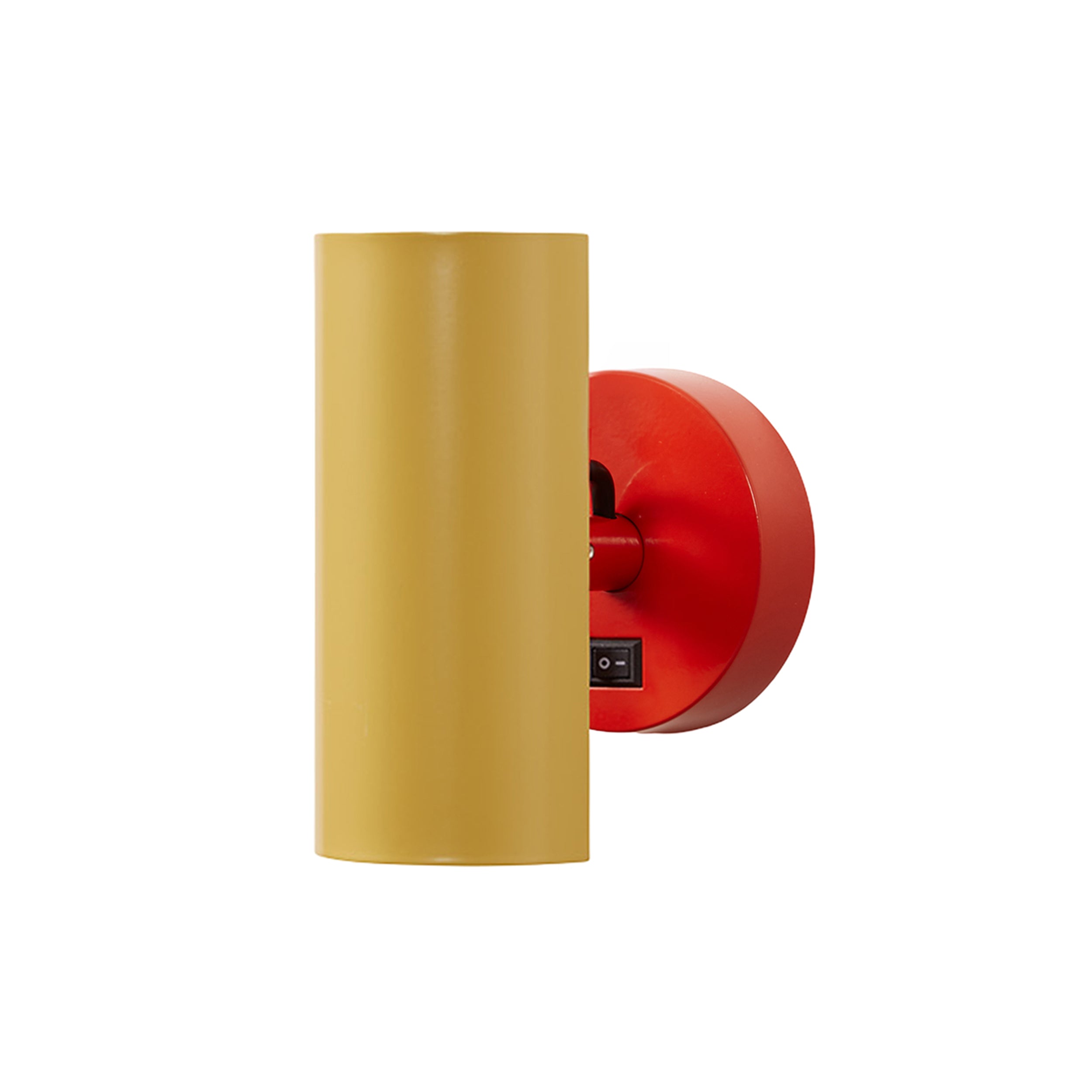 Brim Sconce: Round + With Switch + Ochre Yellow + Vermilion
