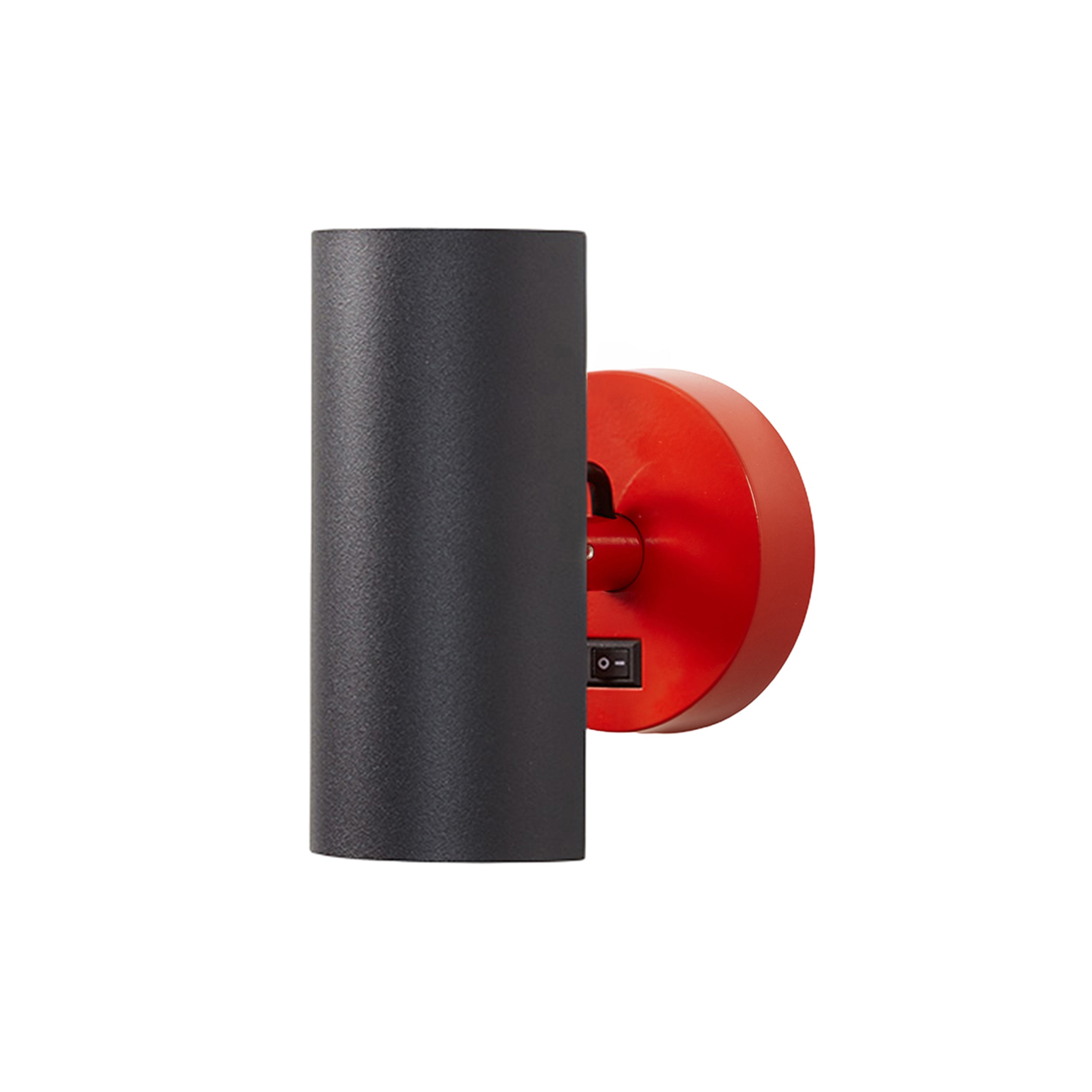 Brim Sconce: Round + With Switch + Matt Black + Vermilion