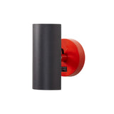 Brim Sconce: Round + With Switch + Matt Black + Vermilion