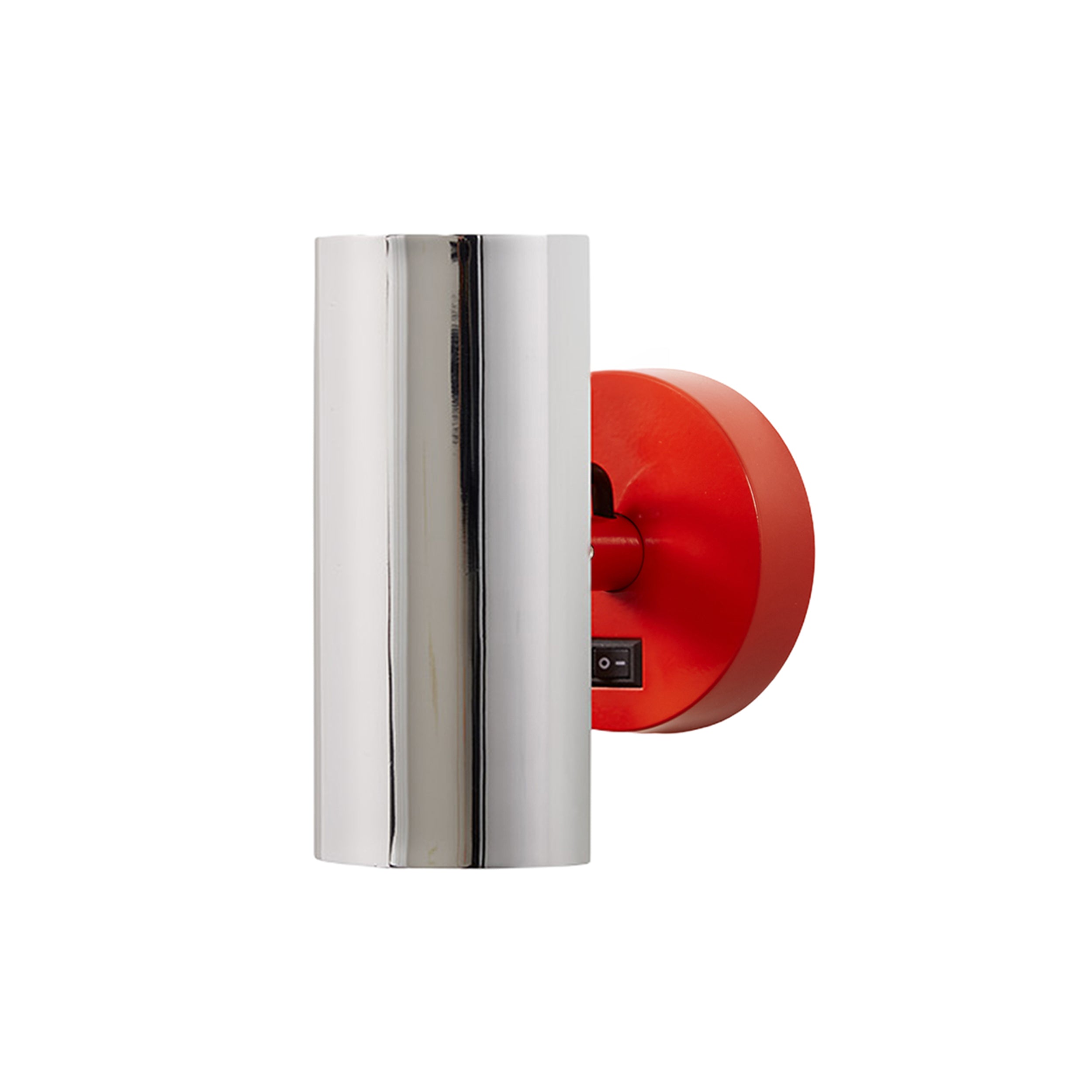 Brim Sconce: Round + With Switch + Polished Chrome + Vermilion