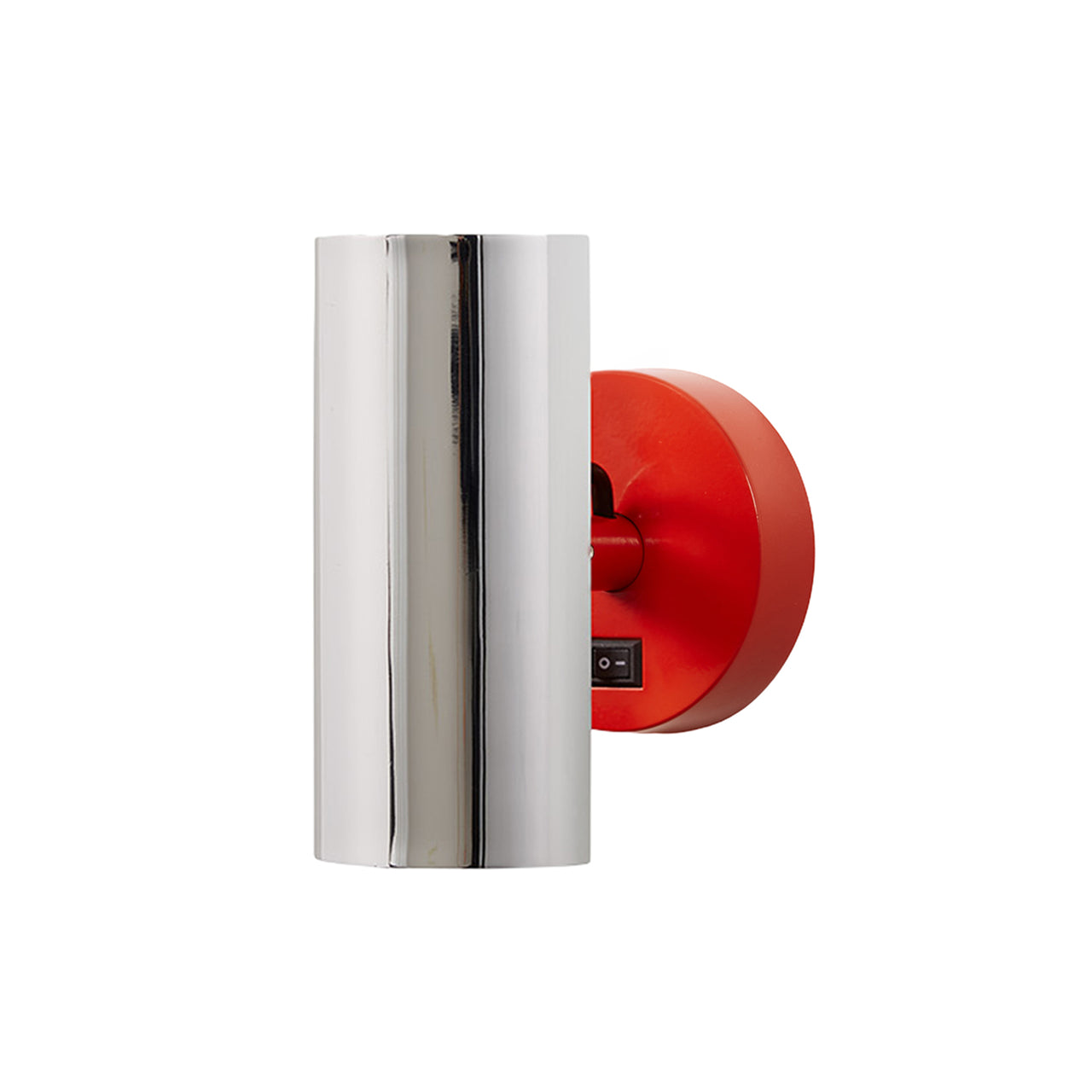 Brim Sconce: Round + With Switch + Polished Chrome + Vermilion