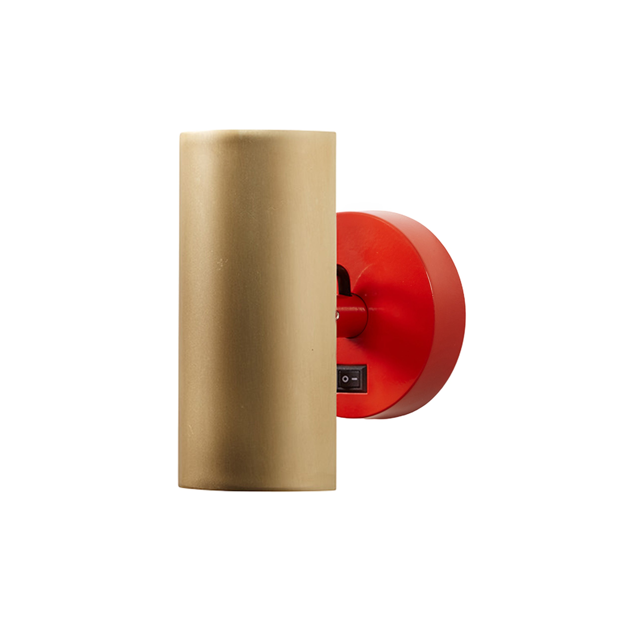Brim Sconce: Round + With Switch + Satin Brass + Vermilion