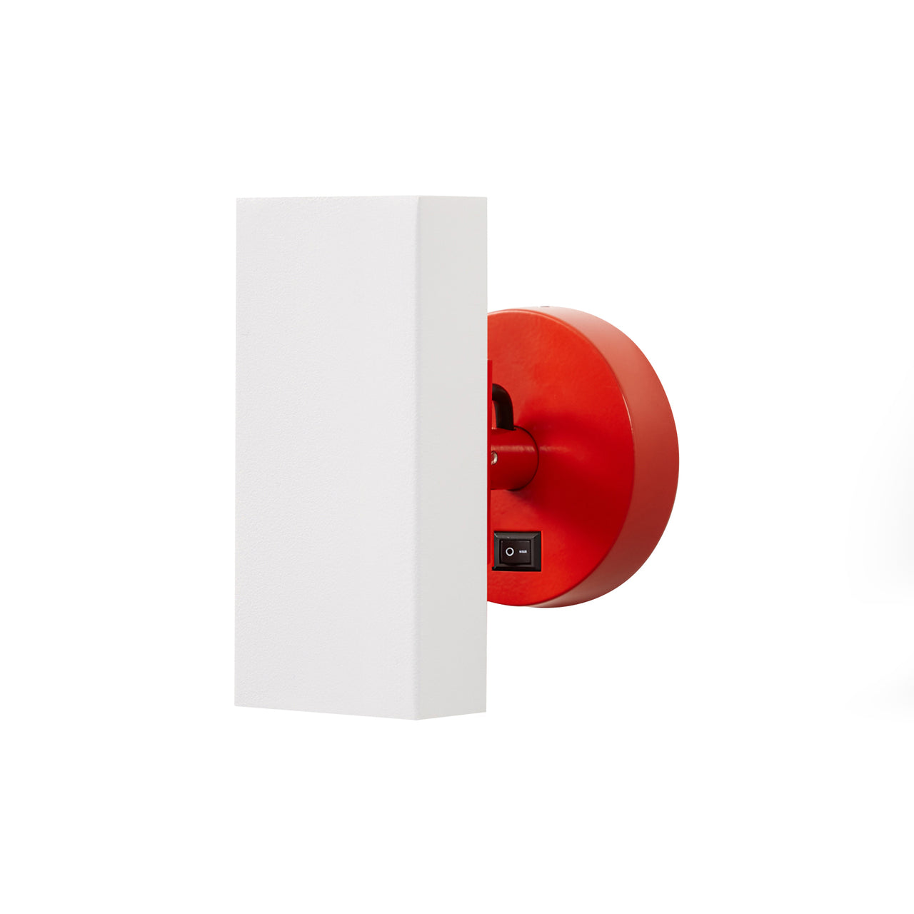 Brim Sconce: Square + With Switch + Matt White + Vermilion