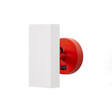 Brim Sconce: Square + With Switch + Matt White + Vermilion