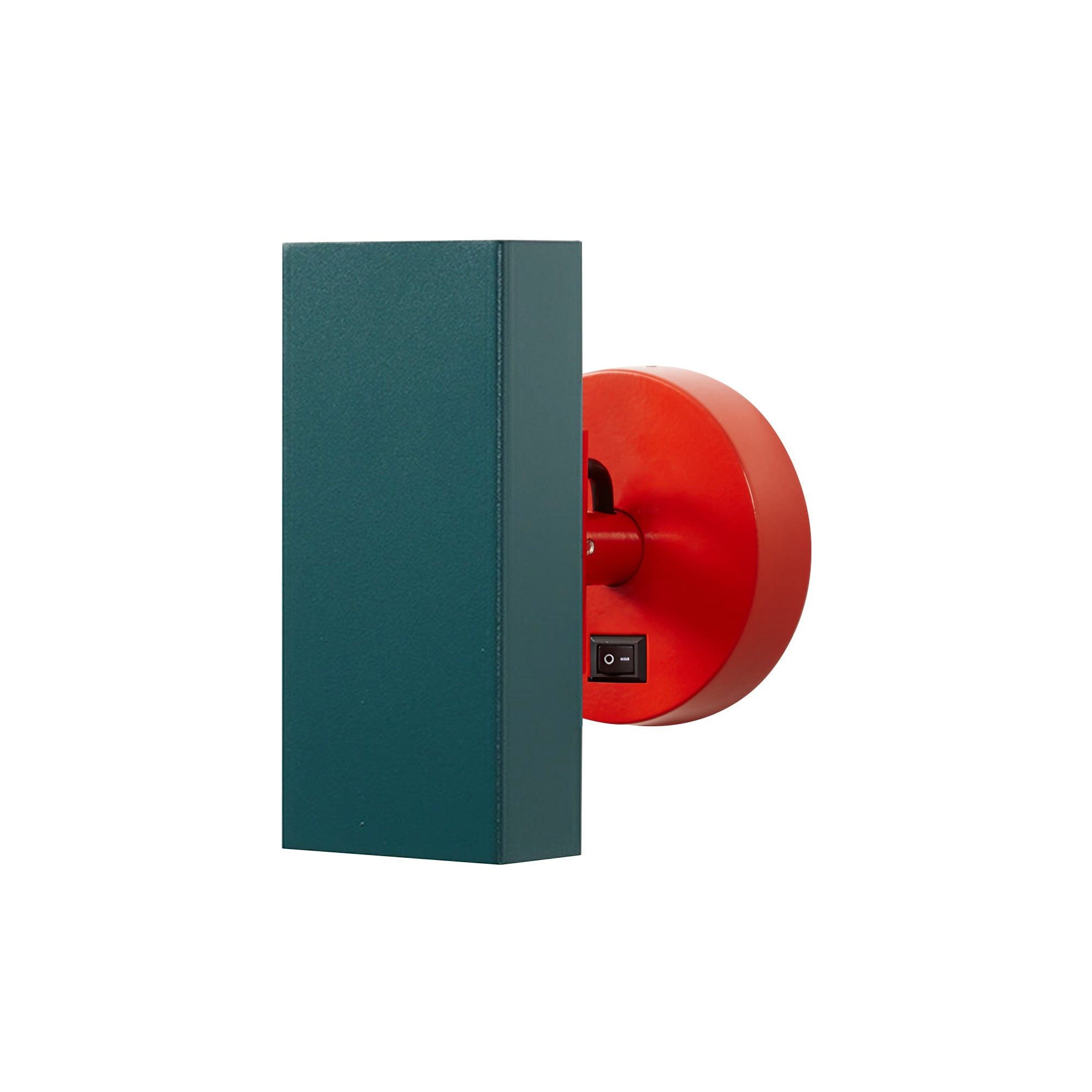 Brim Sconce: Square + With Switch + Emerald + Vermilion