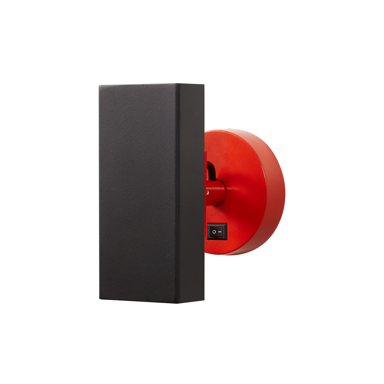 Brim Sconce: Square + With Switch + Matt Black + Vermilion