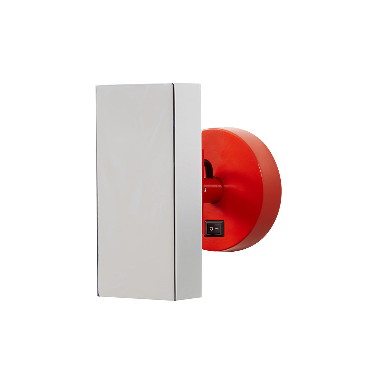 Brim Sconce: Square + With Switch + Polished Chrome + Vermilion