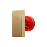 Brim Sconce: Square + With Switch + Satin Brass + Vermilion