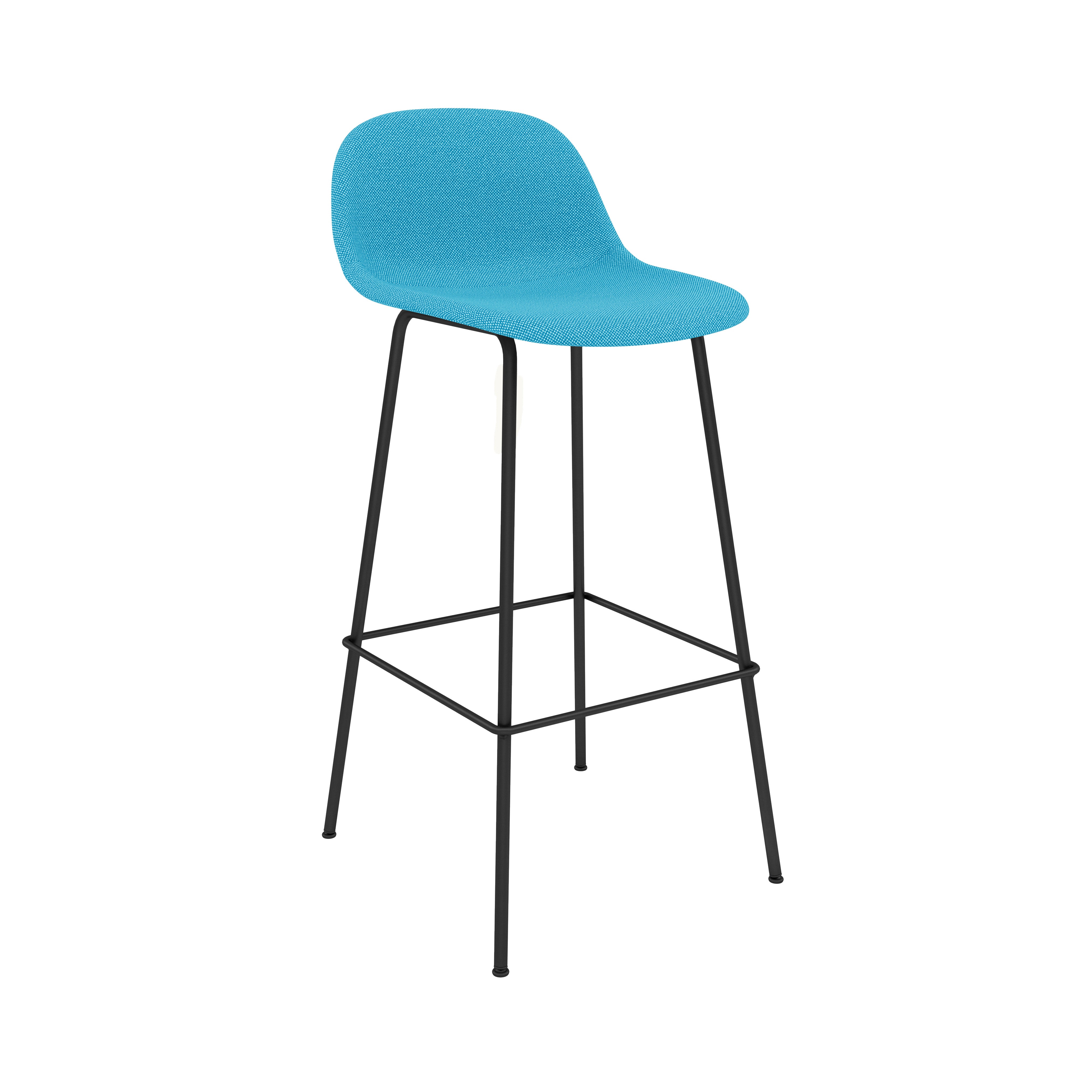 Fiber Bar Stool with Backrest: Tube Base + Upholstered + Black