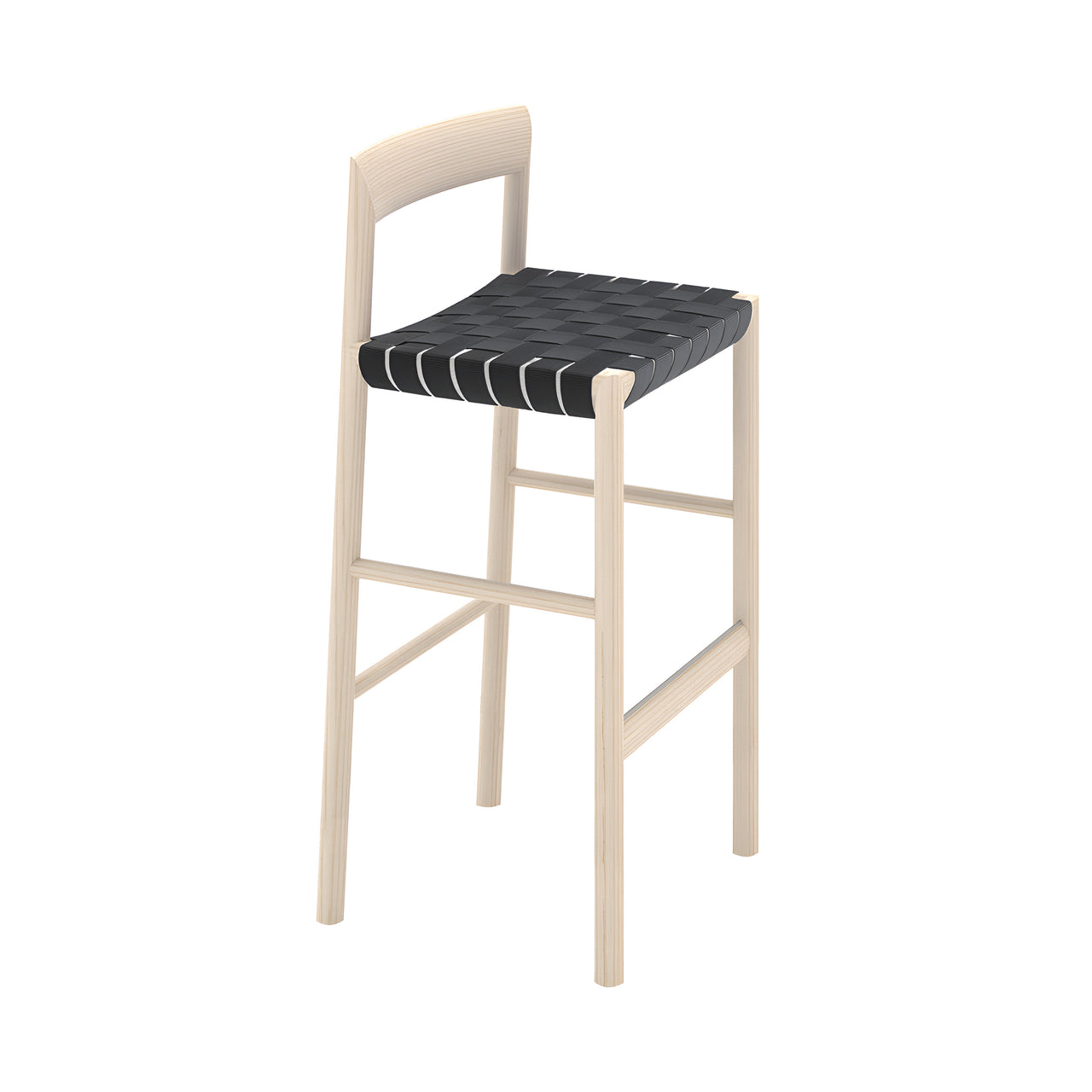 Stax Bar + Counter Stool: Webbing Seat + Bar + Ash + Black