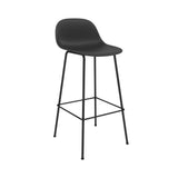 Fiber Bar + Counter Stool with Backrest: Tube Base + Bar + Black + Anthracite Black