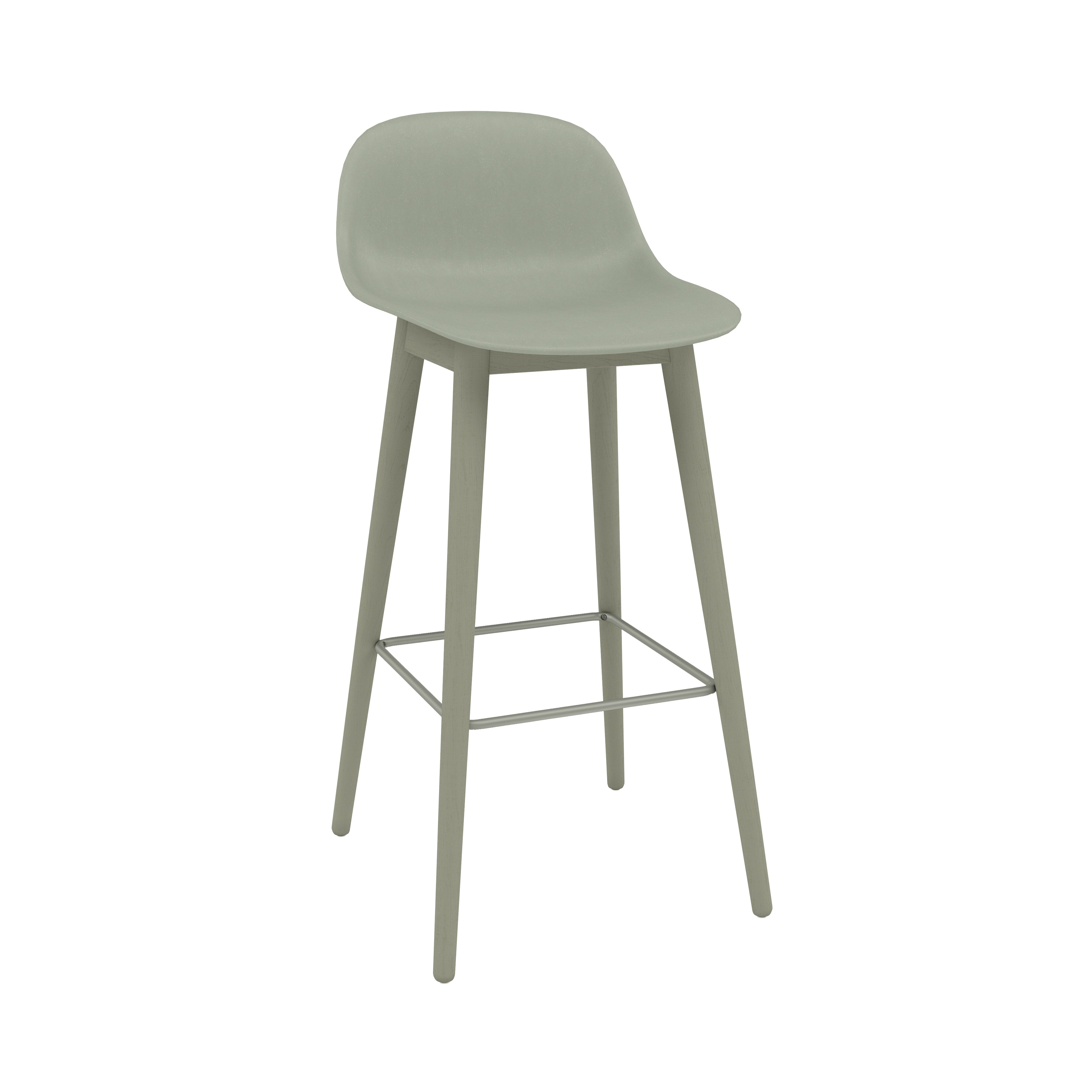 Fiber Bar + Counter Stool with Backrest: Wood Base + Bar + Dusty Green + Dusty Green