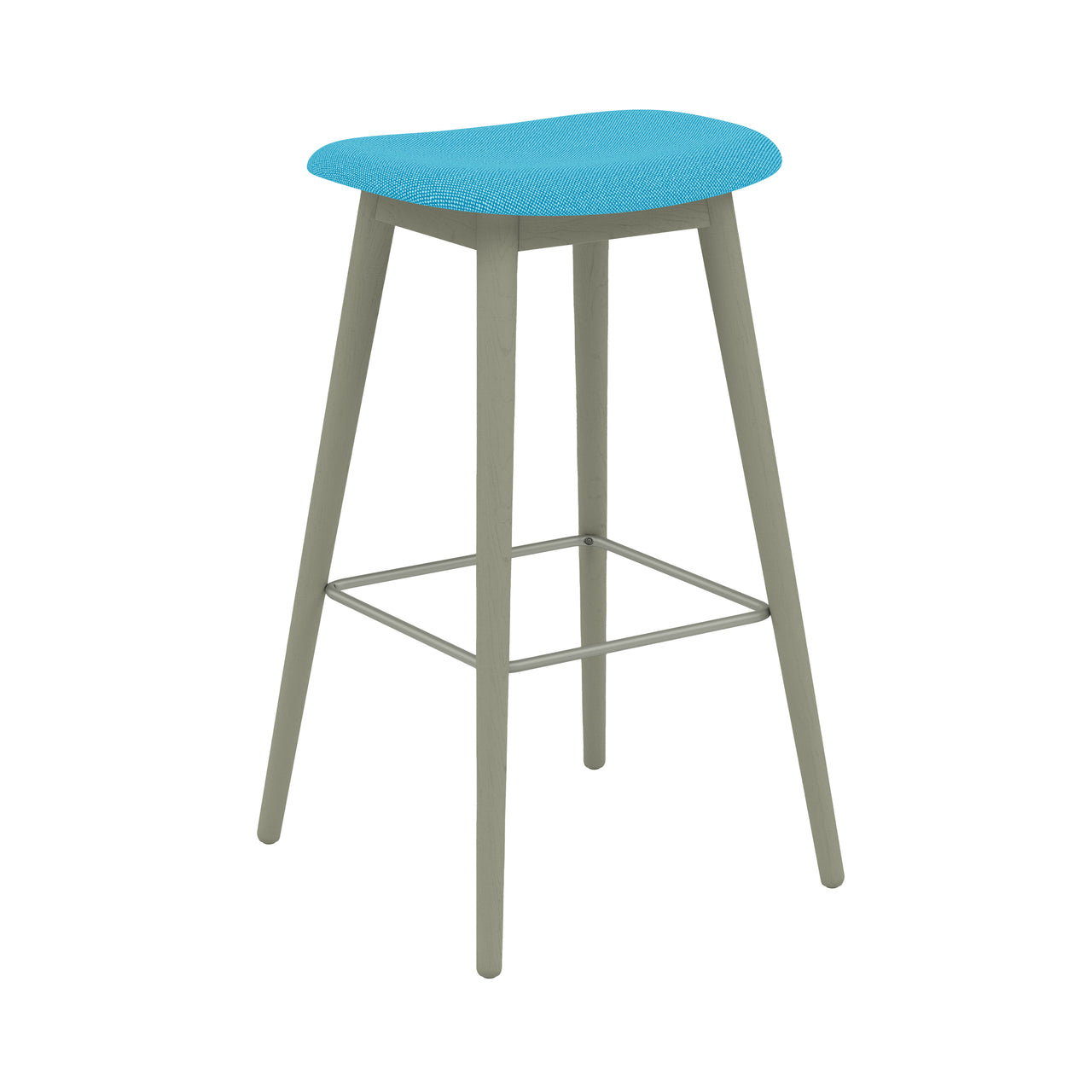 Fiber Bar + Counter Stool: Wood Base + Upholstered + Bar + Dusty Green