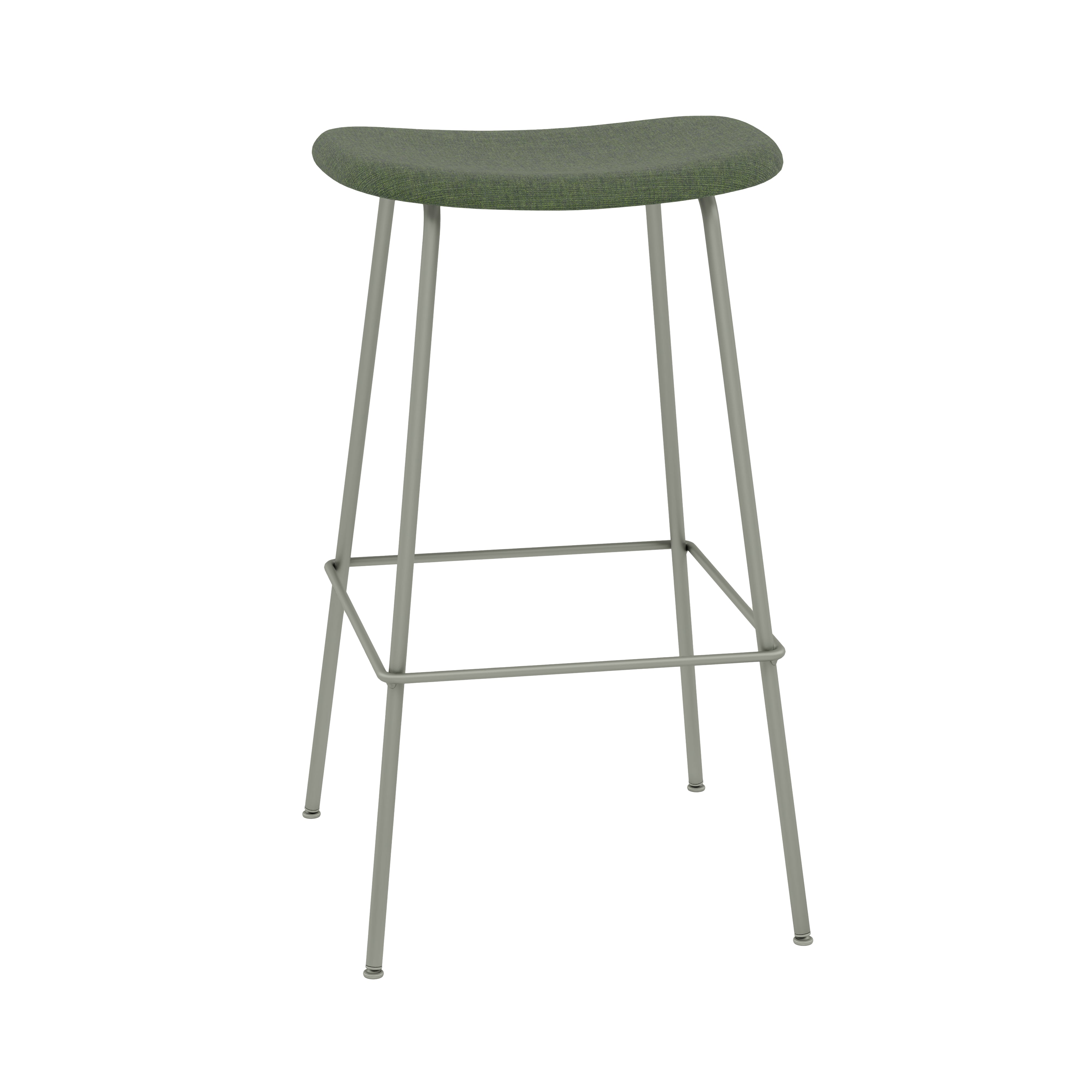 Fiber Bar + Counter Stool: Tube Base + Upholstered + Bar + Dusty Green