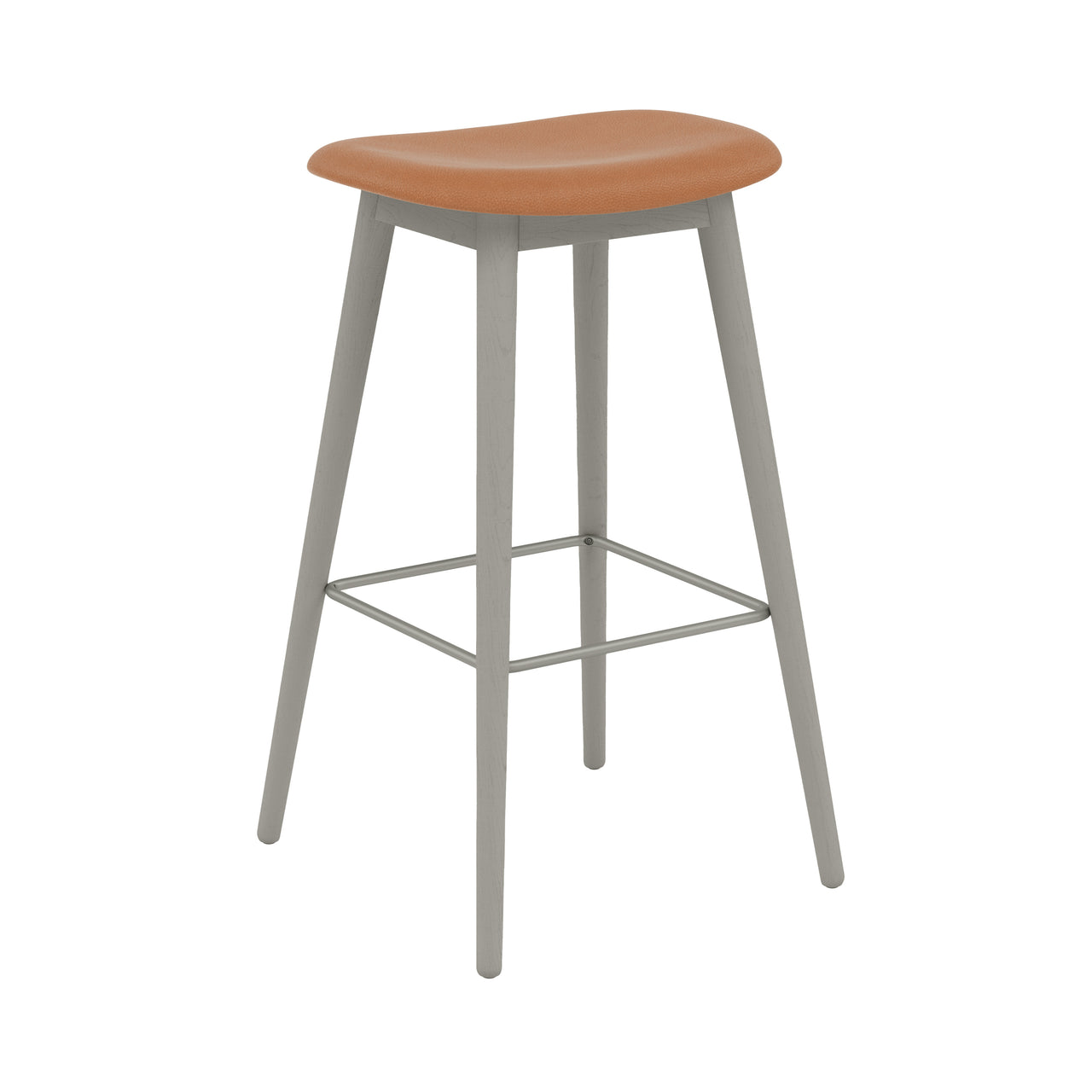 Fiber Bar + Counter Stool: Wood Base + Upholstered + Bar + Grey