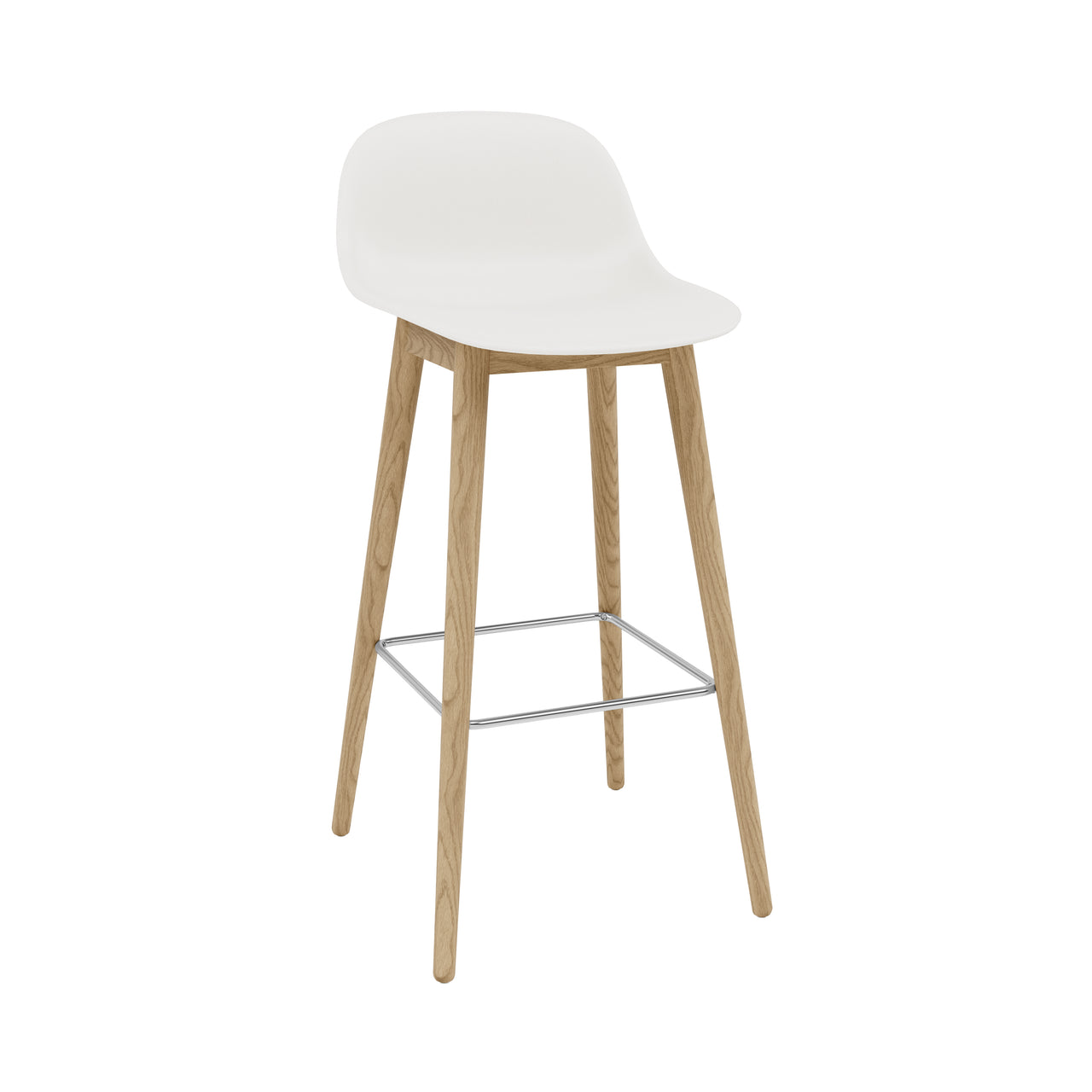 Fiber Bar + Counter Stool with Backrest: Wood Base