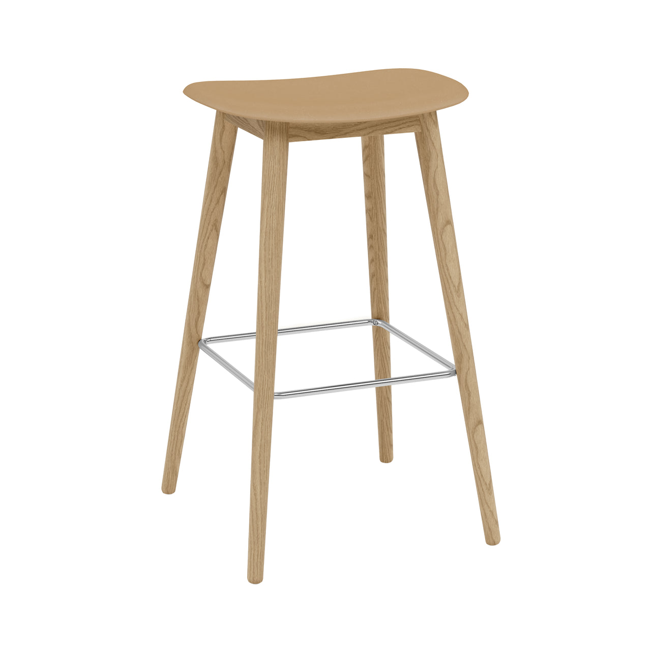 Fiber Bar + Counter Stool: Wood Base + Bar + Oak + Ochre