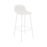 Fiber Bar + Counter Stool with Backrest: Tube Base + Bar + Natural White + White