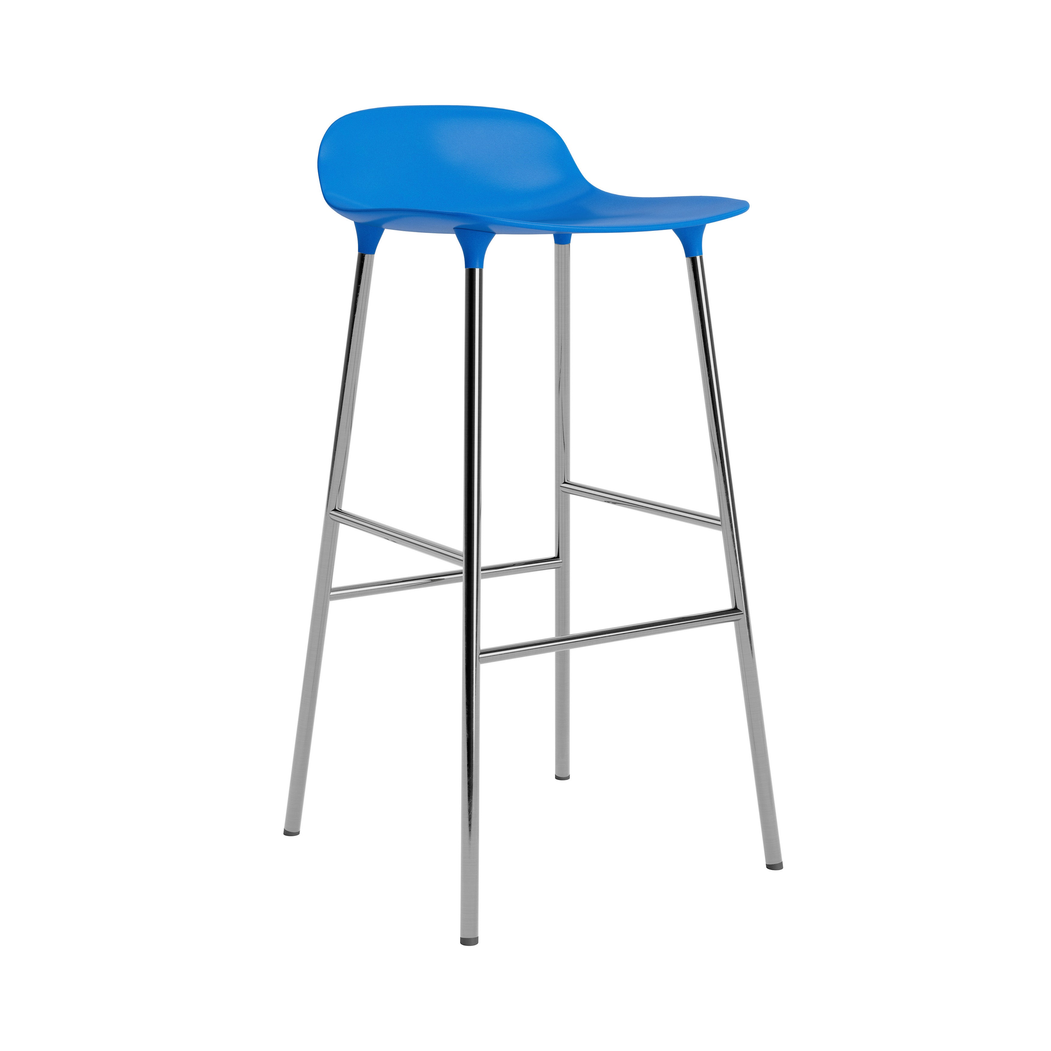 Form Bar + Counter Stool: Chrome + Bar + Bright Blue