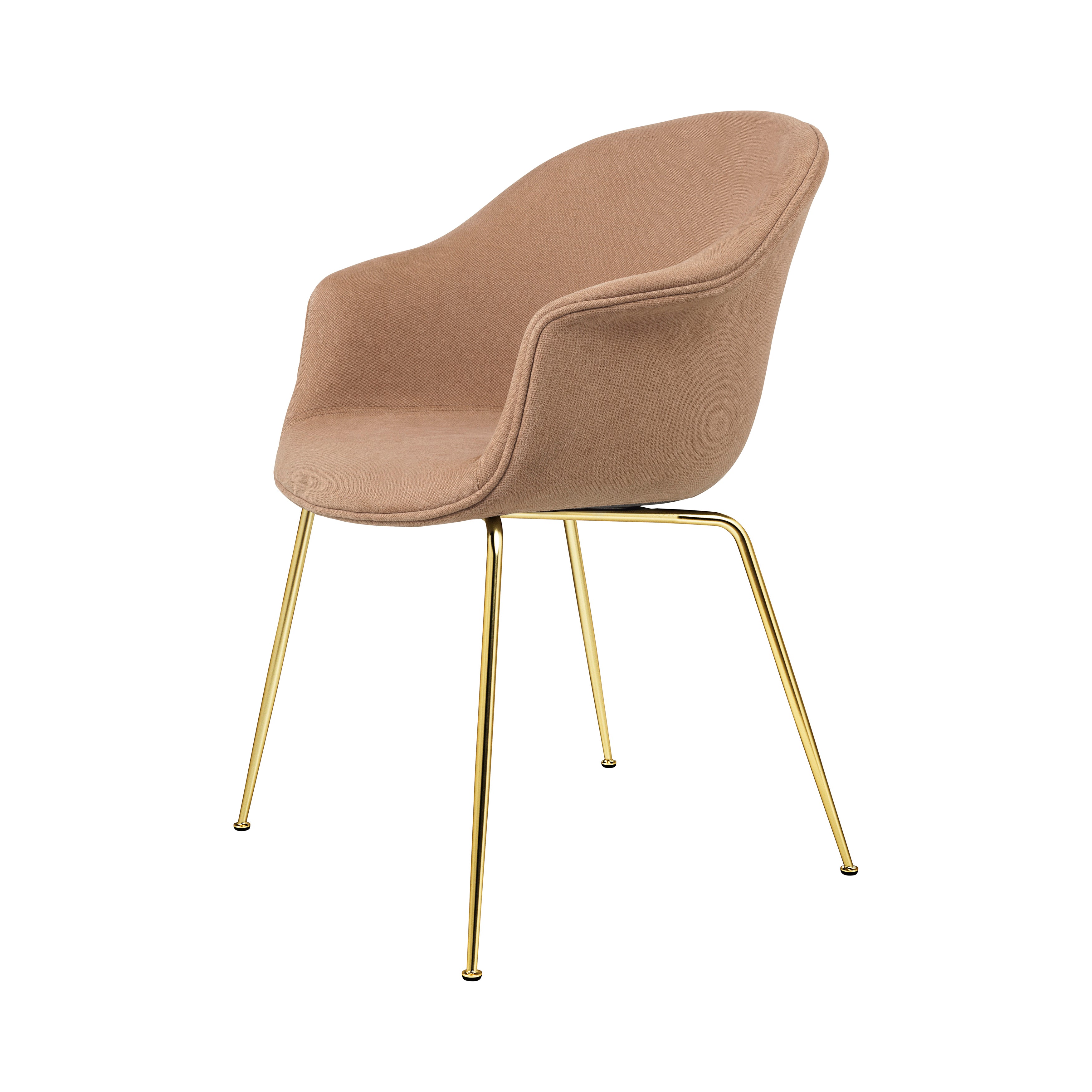 Bat Dining Chair: Conic Base + Fully Upholstered + Brass Semi Matt