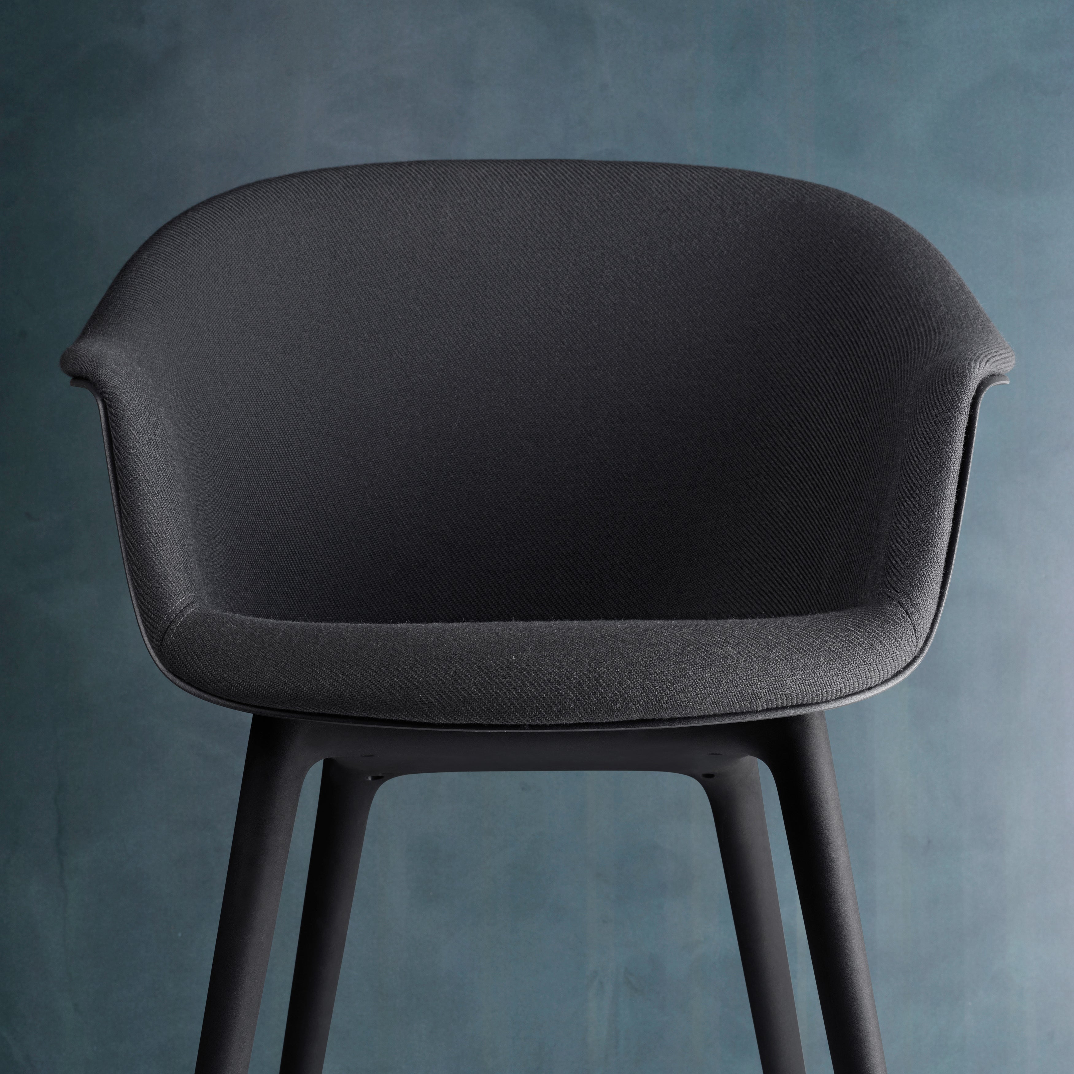 Bat Dining Chair: Plastic Base with Front Upholstered